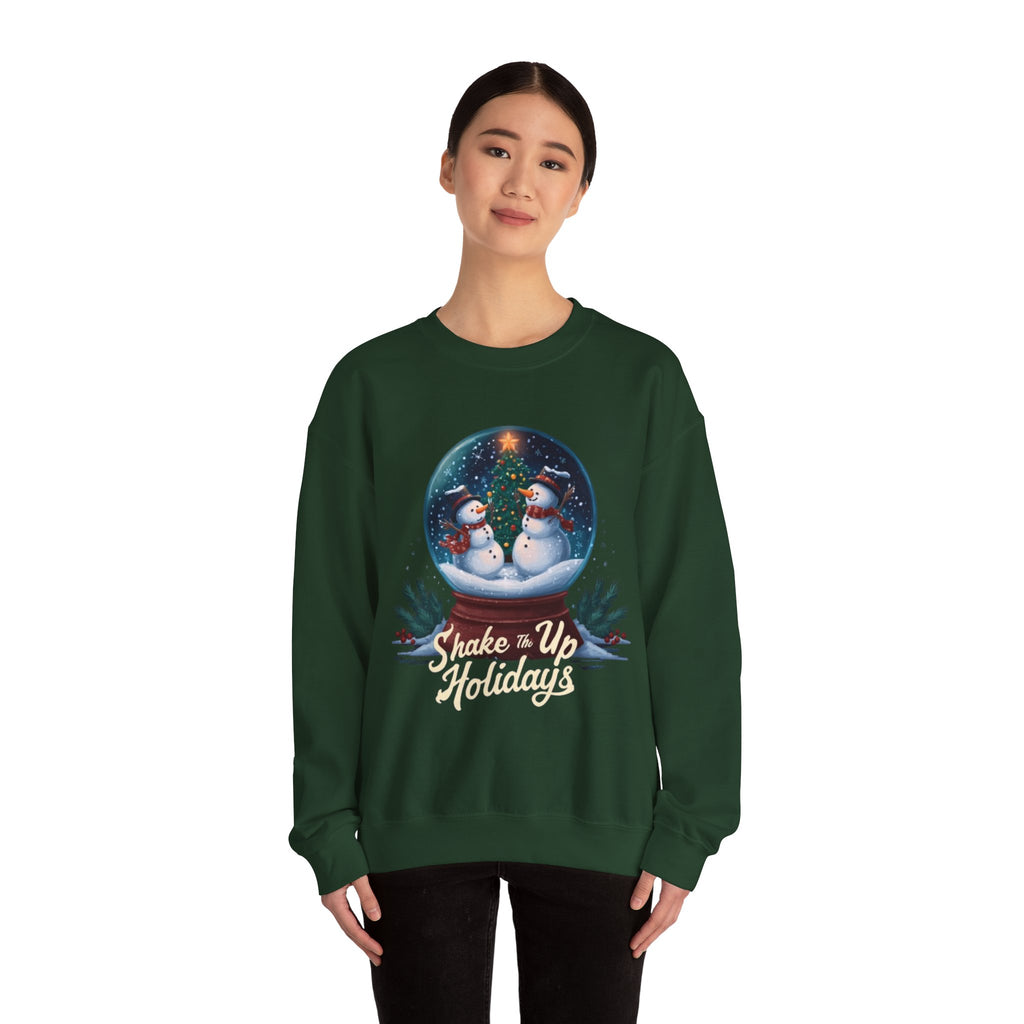 Snow Globe Snowmen Crewneck Sweatshirt — "Shake Me Up Mommy" Holiday Sweatshirt