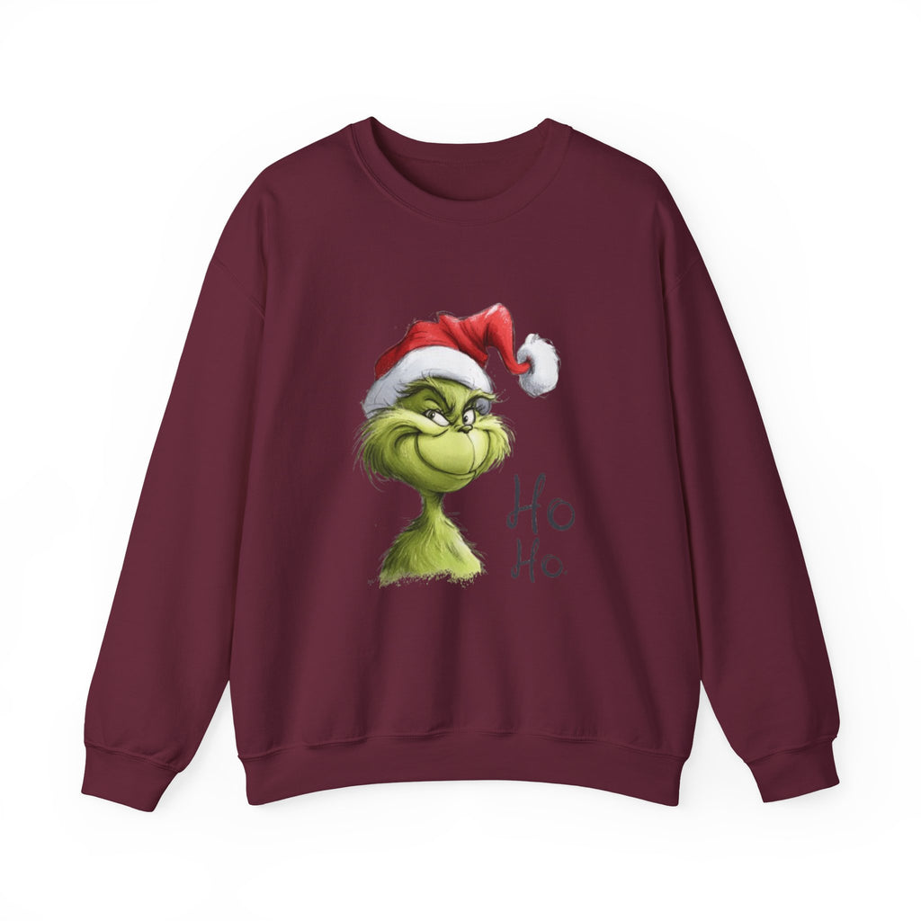 Grinch Santa Crewneck Sweatshirt — 'Ho Ho' Holiday Sweater