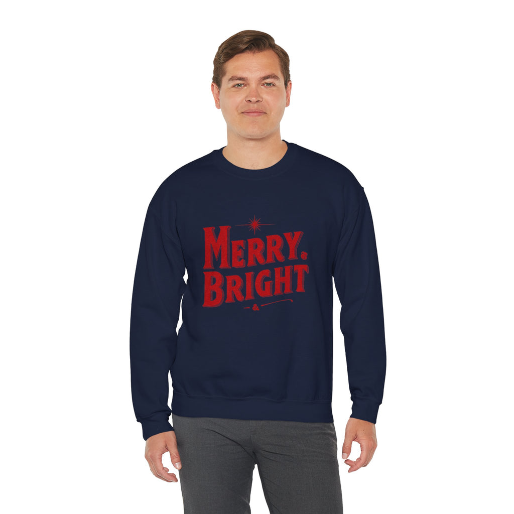 Merry & Bright Crewneck Sweatshirt — Vintage Holiday Graphic
