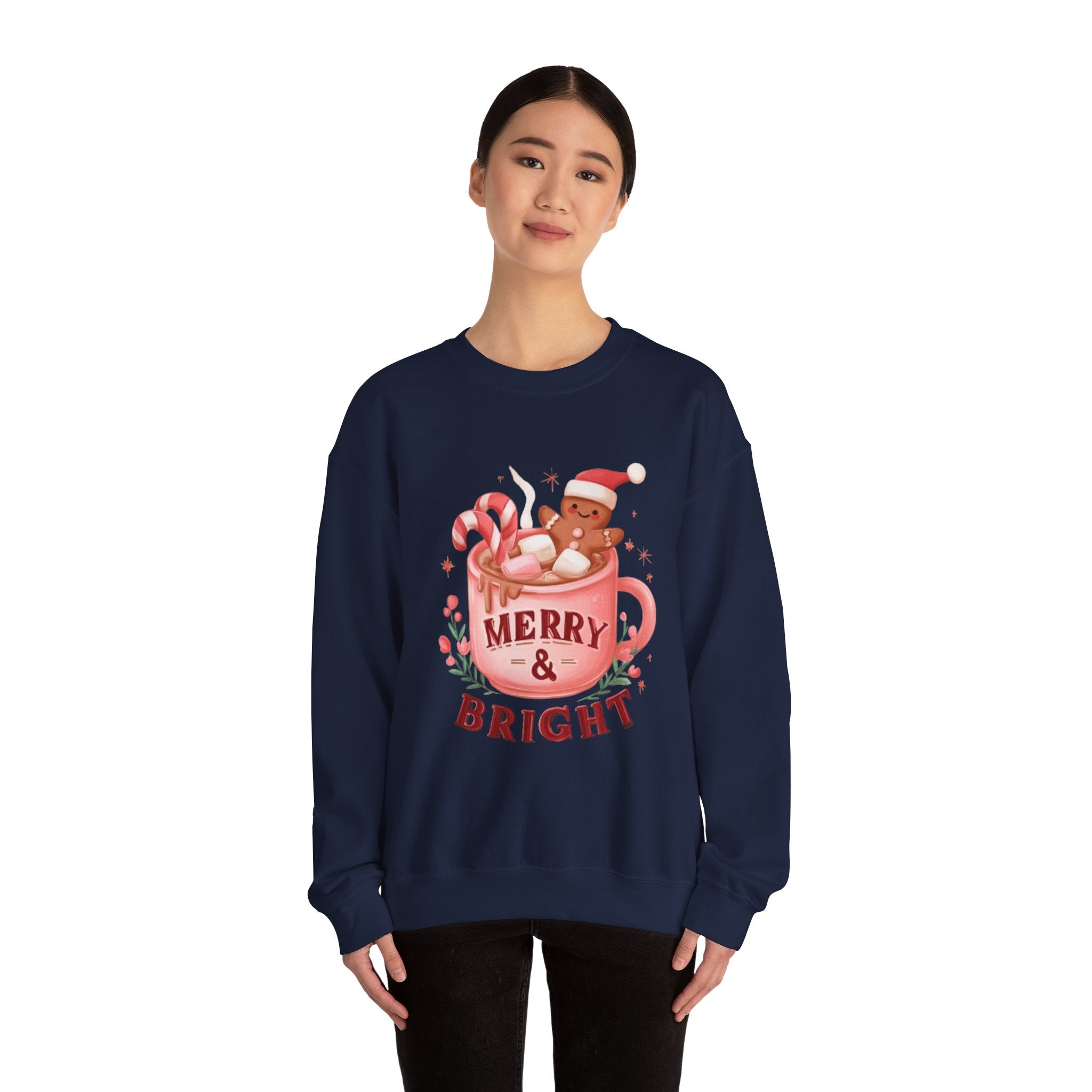 Merry & Bright Sweatshirt — Cute Holiday Cocoa Bear Crewneck