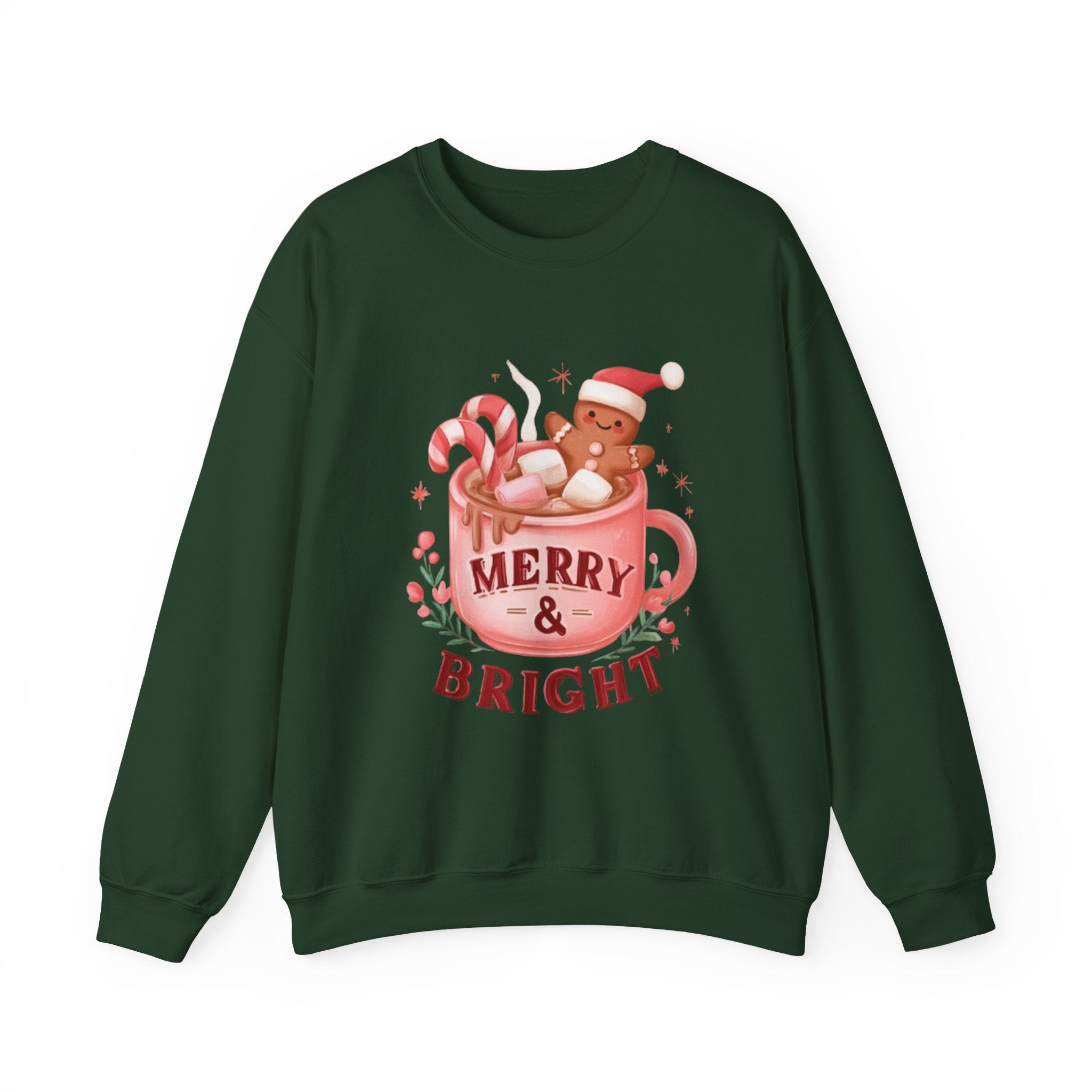 Merry & Bright Sweatshirt — Cute Holiday Cocoa Bear Crewneck