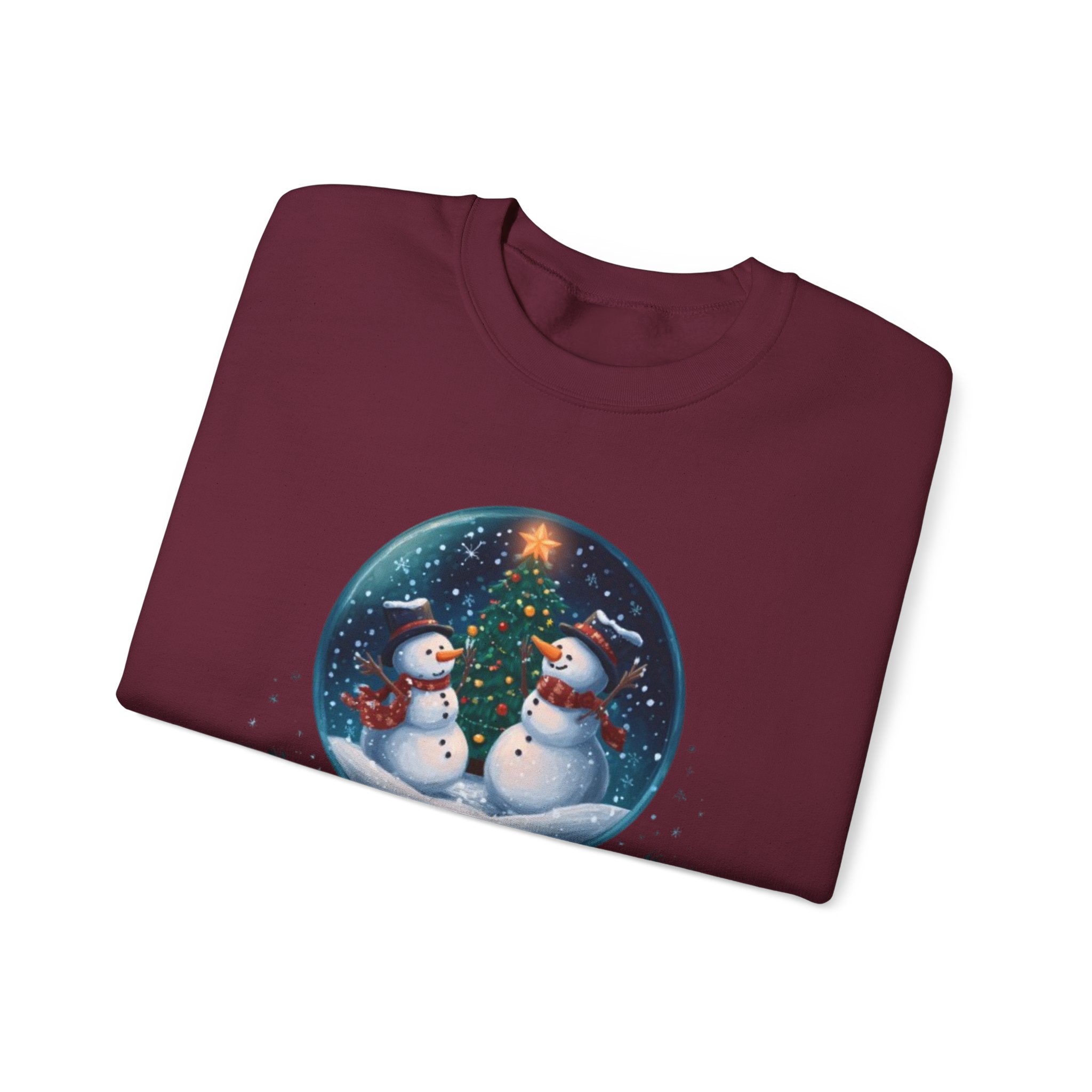 Snow Globe Snowmen Crewneck Sweatshirt — "Shake Me Up Mommy" Holiday Sweatshirt