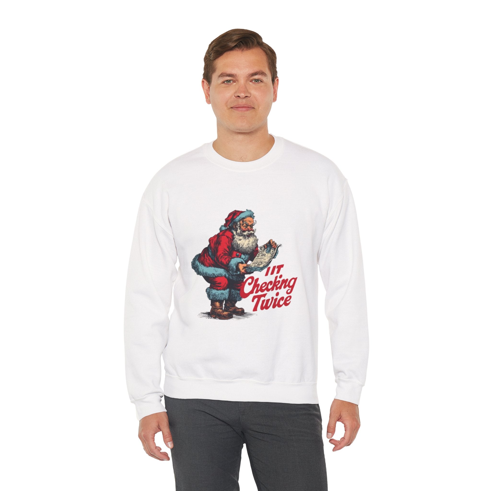 Christmas Sweatshirt - Vintage Santa "I’m Checking Twice" Holiday Crewneck