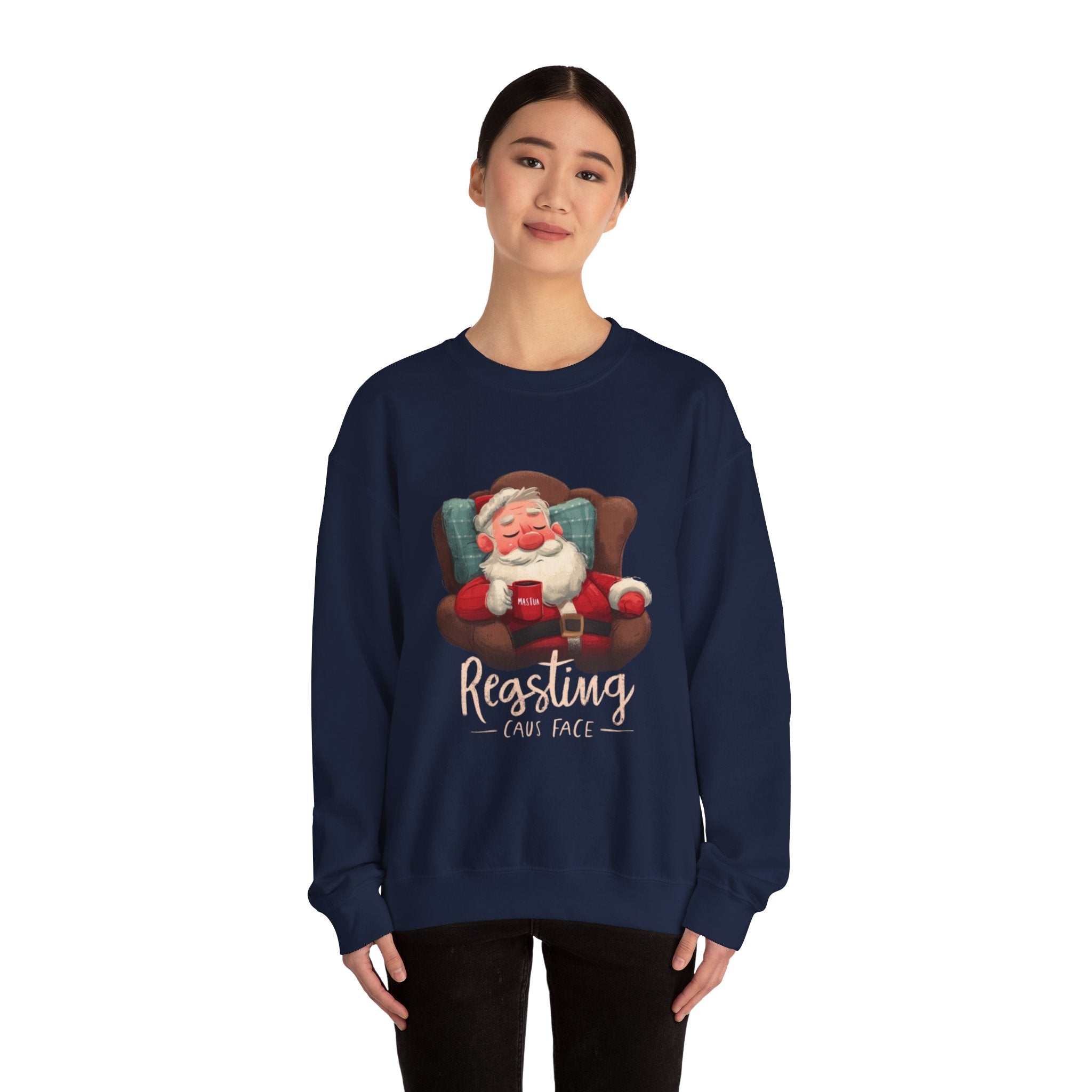 Crewneck Sweatshirt — "Resting Claus Face" Santa Holiday Graphic