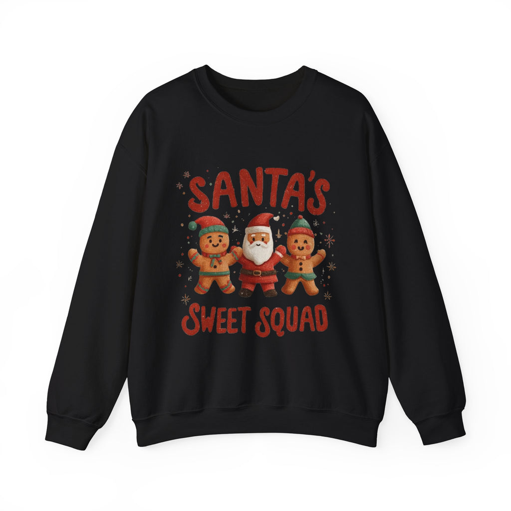 Christmas Sweatshirt - "Santa's Sweet Squad" Gingerbread & Santa Holiday Crewneck