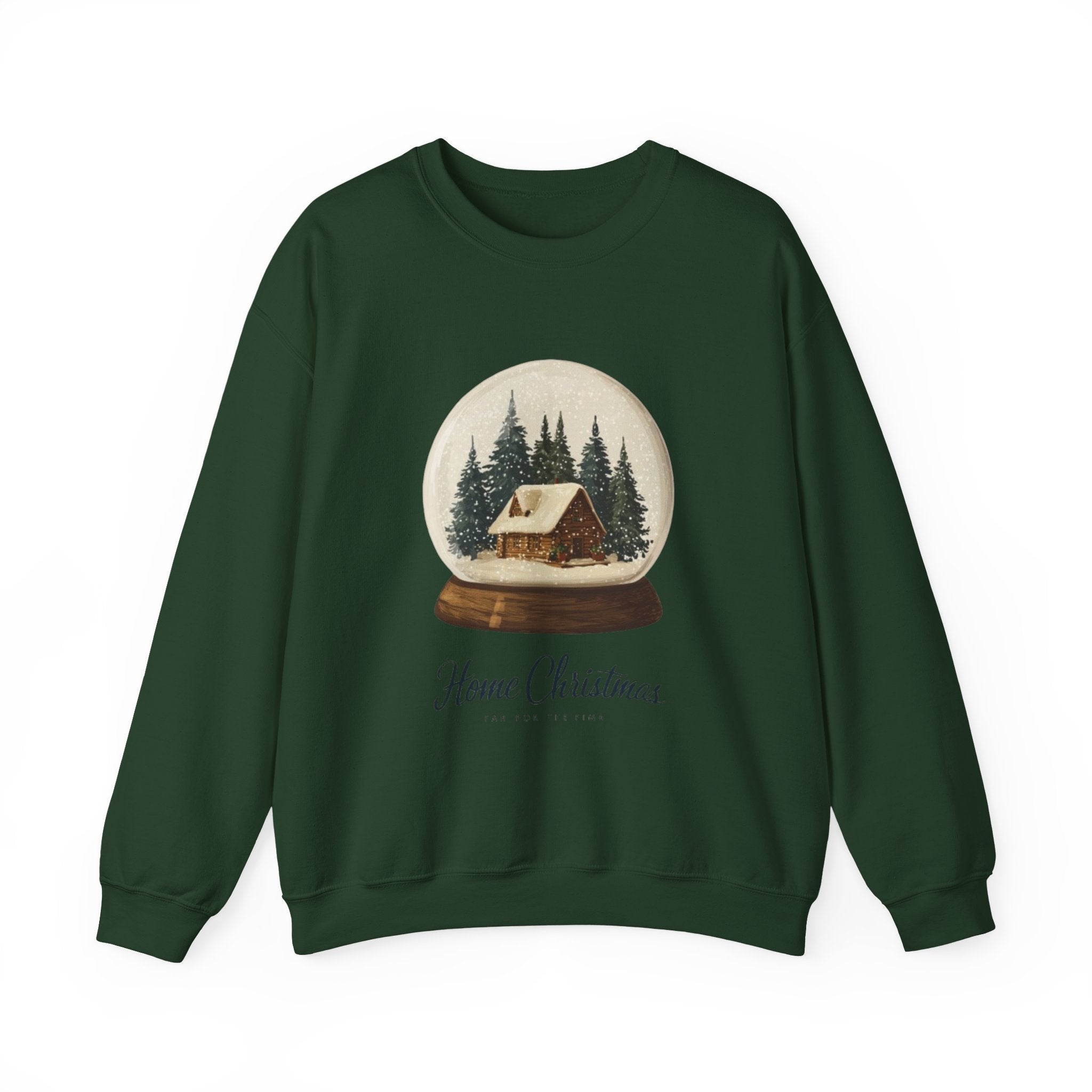 Christmas Snow Globe Sweatshirt — "Home Christmas" Cozy Cabin Crewneck