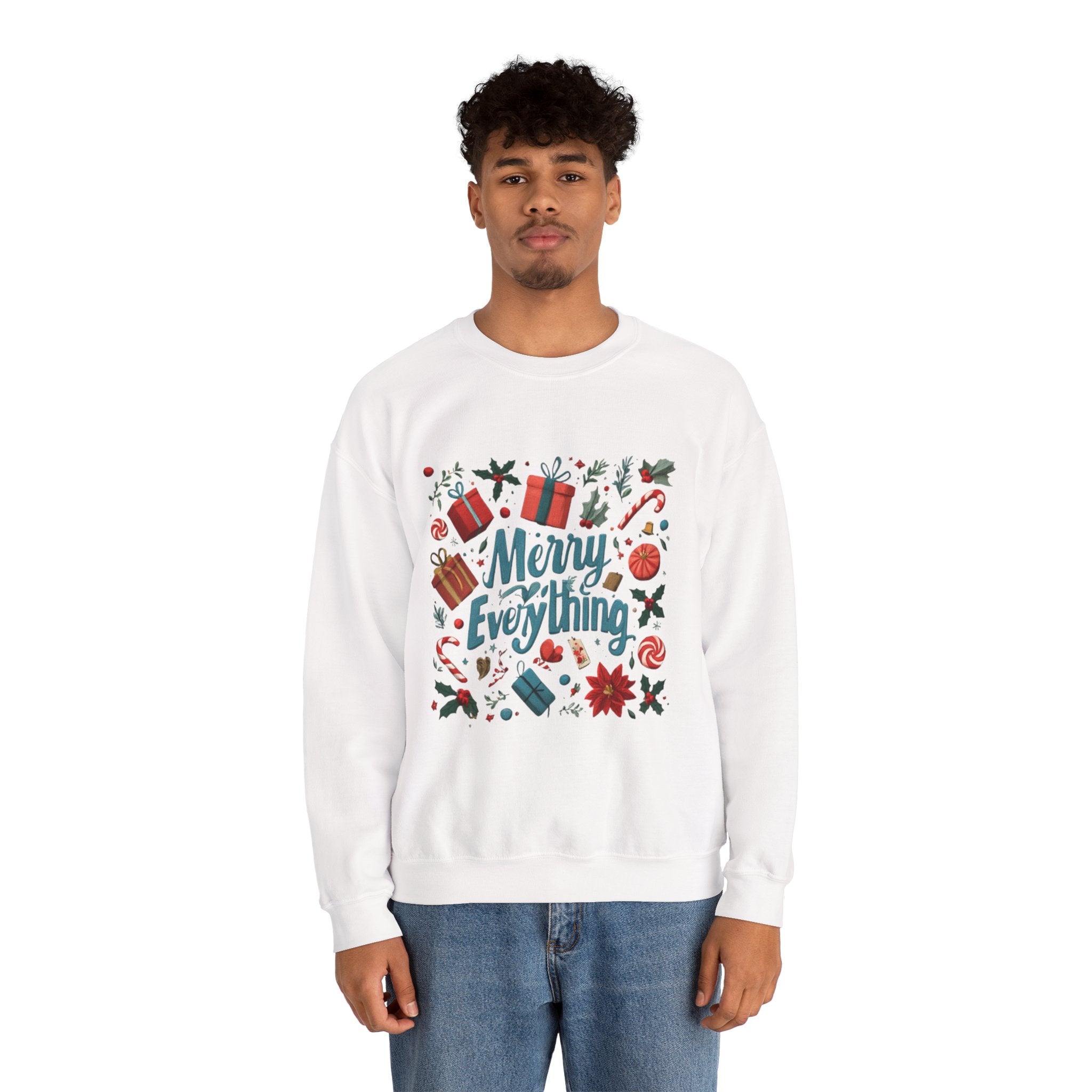 Crewneck Sweatshirt - Merry Everything Holiday Graphic Sweatshirt
