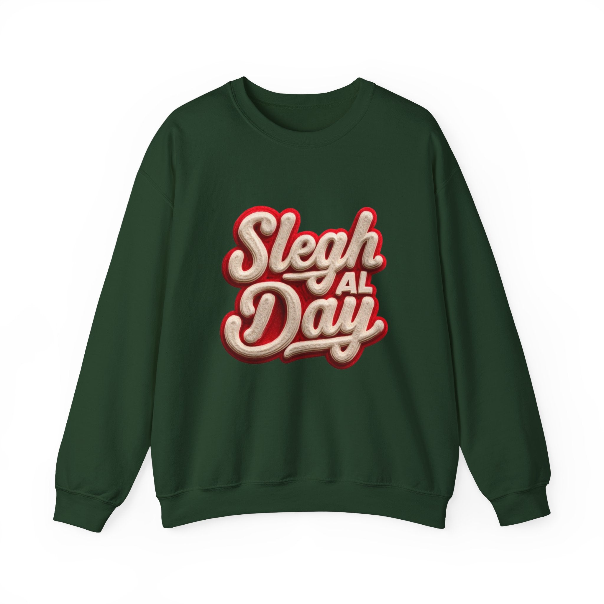 Crewneck Sweatshirt – "Sleigh All Day" Retro Christmas Holiday Pullover