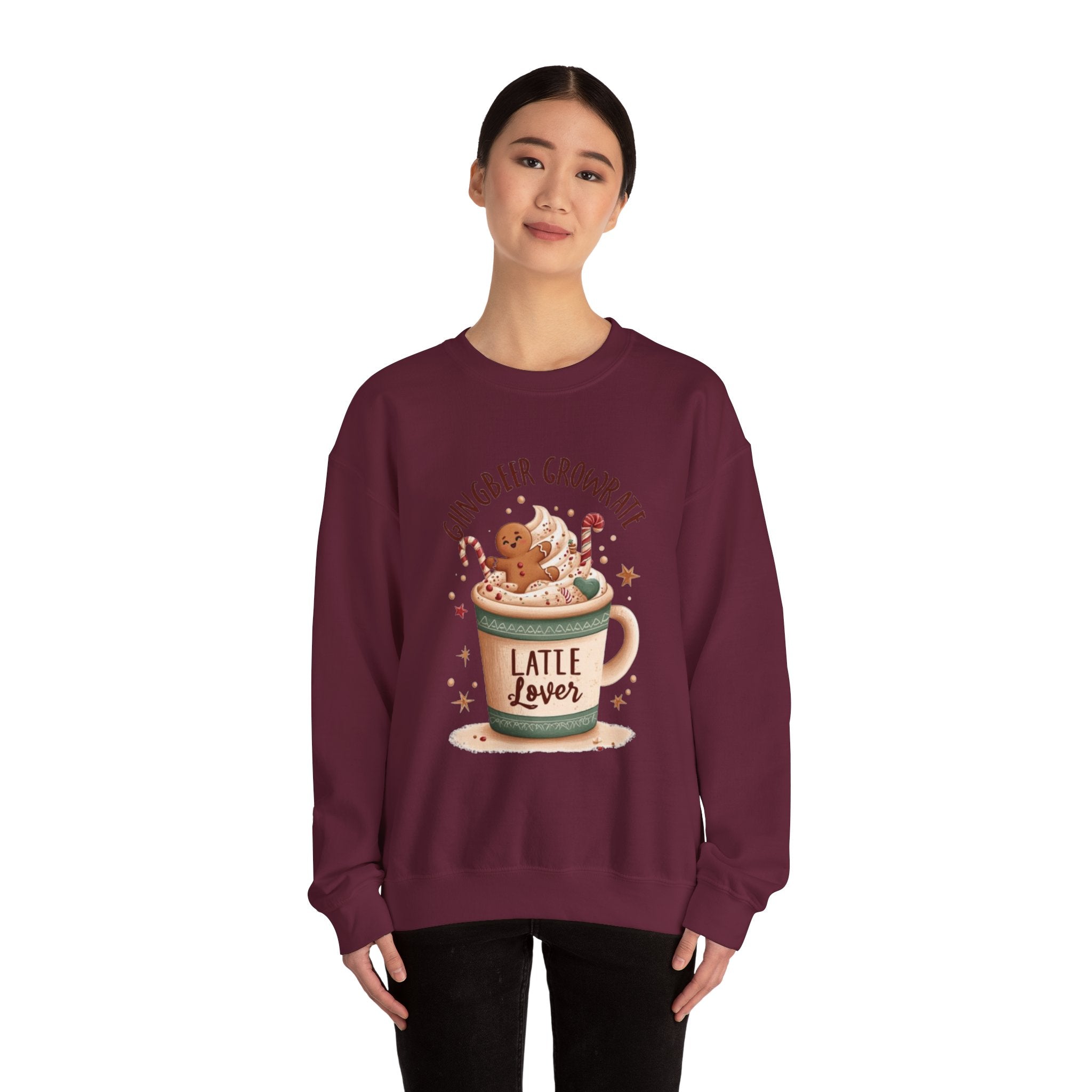 Gingerbread Hot Cocoa Sweatshirt — "Ginger Beer Grownrath" Latte Lover Crewneck