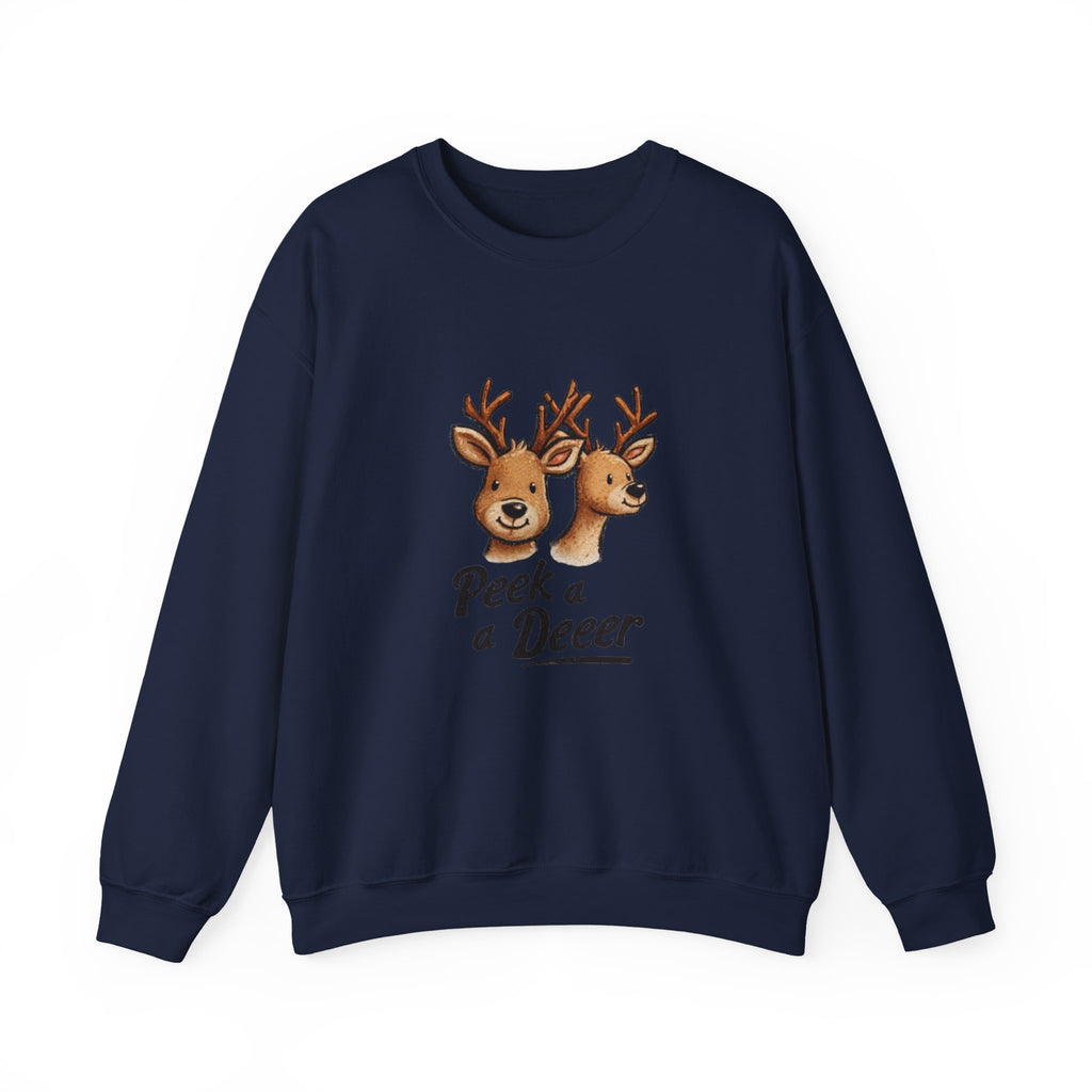 Peek a Deeer Sweatshirt — Cute Reindeer Holiday Crewneck