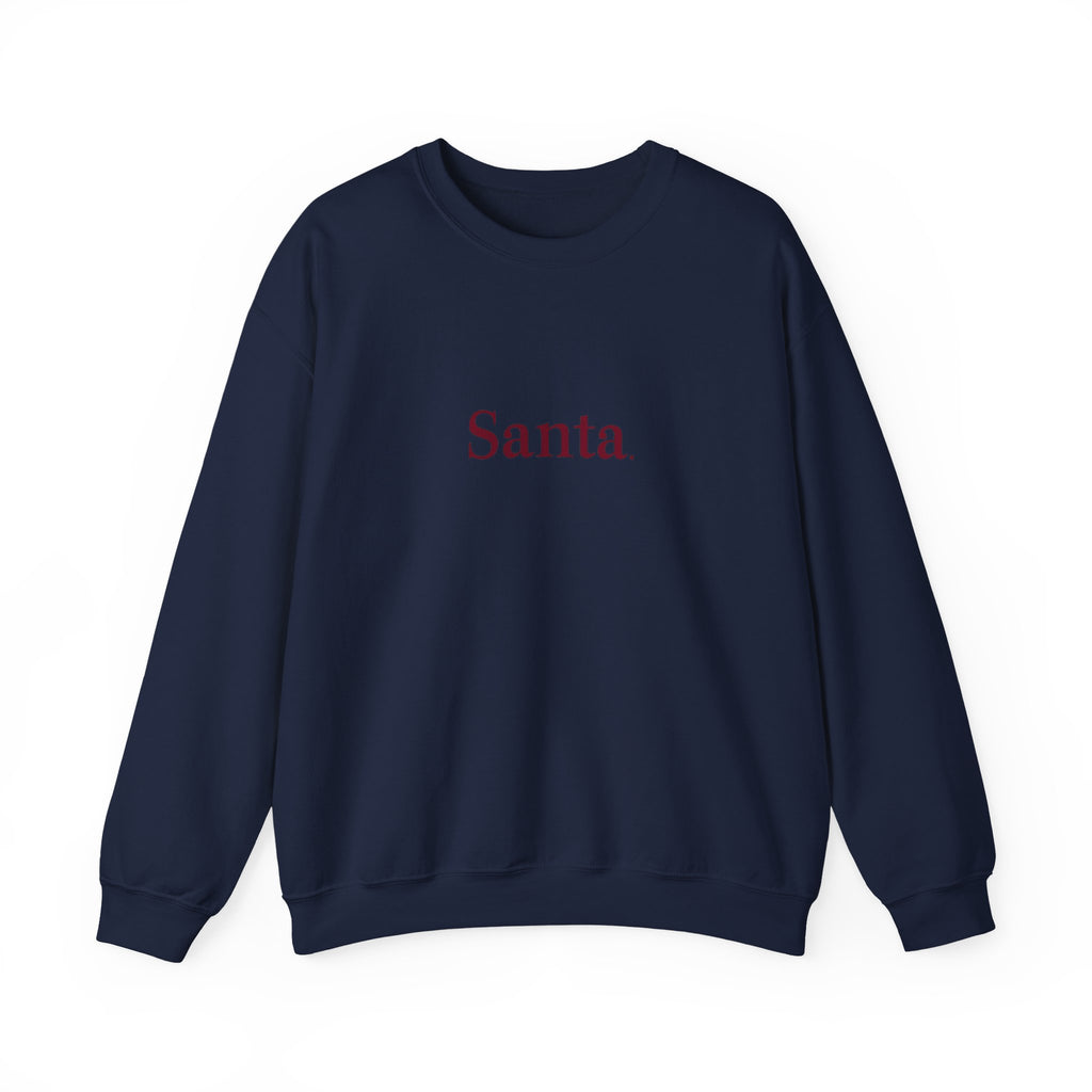 Santa. Minimalist Holiday Crewneck Sweatshirt — Simple Festive Christmas Pullover