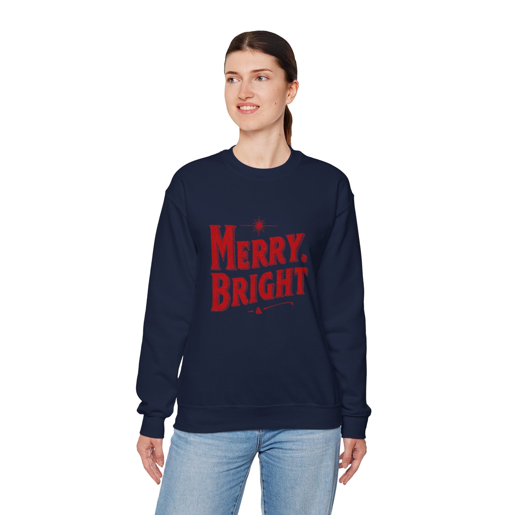 Merry & Bright Crewneck Sweatshirt — Vintage Holiday Graphic