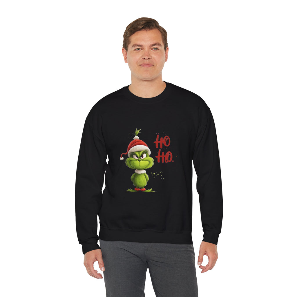 Grumpy Grinch Christmas Sweatshirt – "Ho Ho." Holiday Crewneck