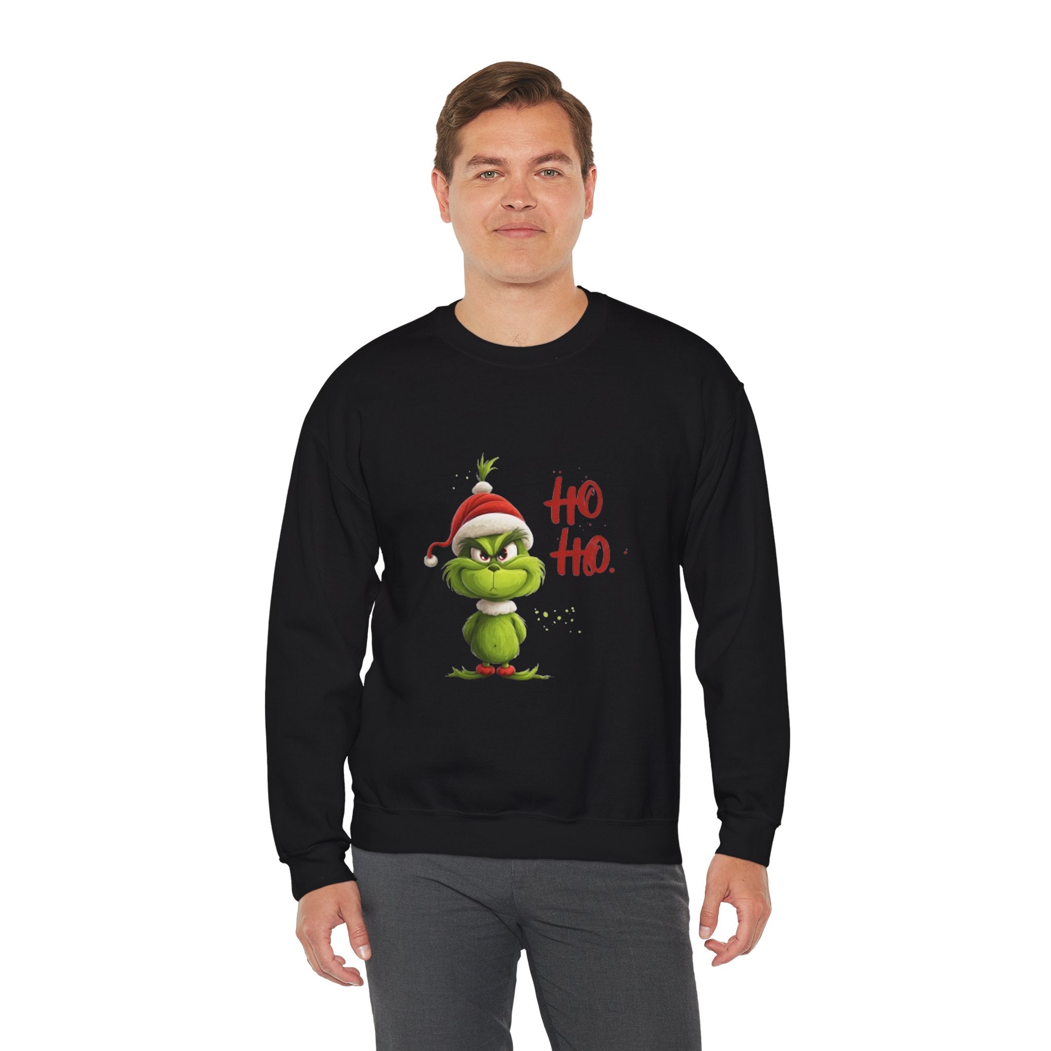 Grumpy Grinch Christmas Sweatshirt – "Ho Ho." Holiday Crewneck