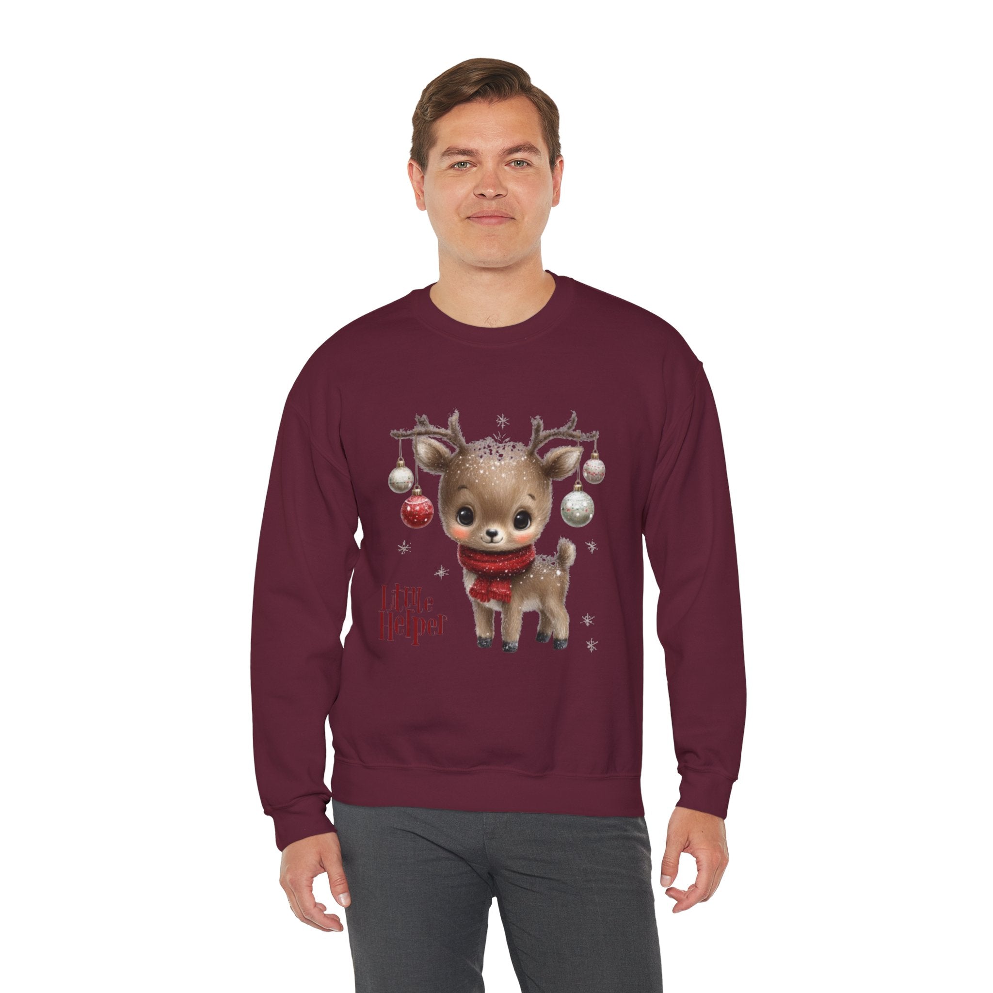 Christmas Reindeer Sweatshirt – 'Little Helper' Cute Holiday Crewneck