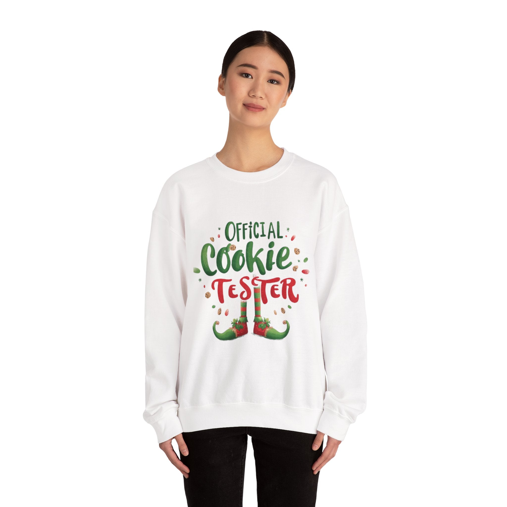 Sweatshirt — "Official Cookie Tester" Christmas Sweatshirt (Holiday Elf Cookie Taster)