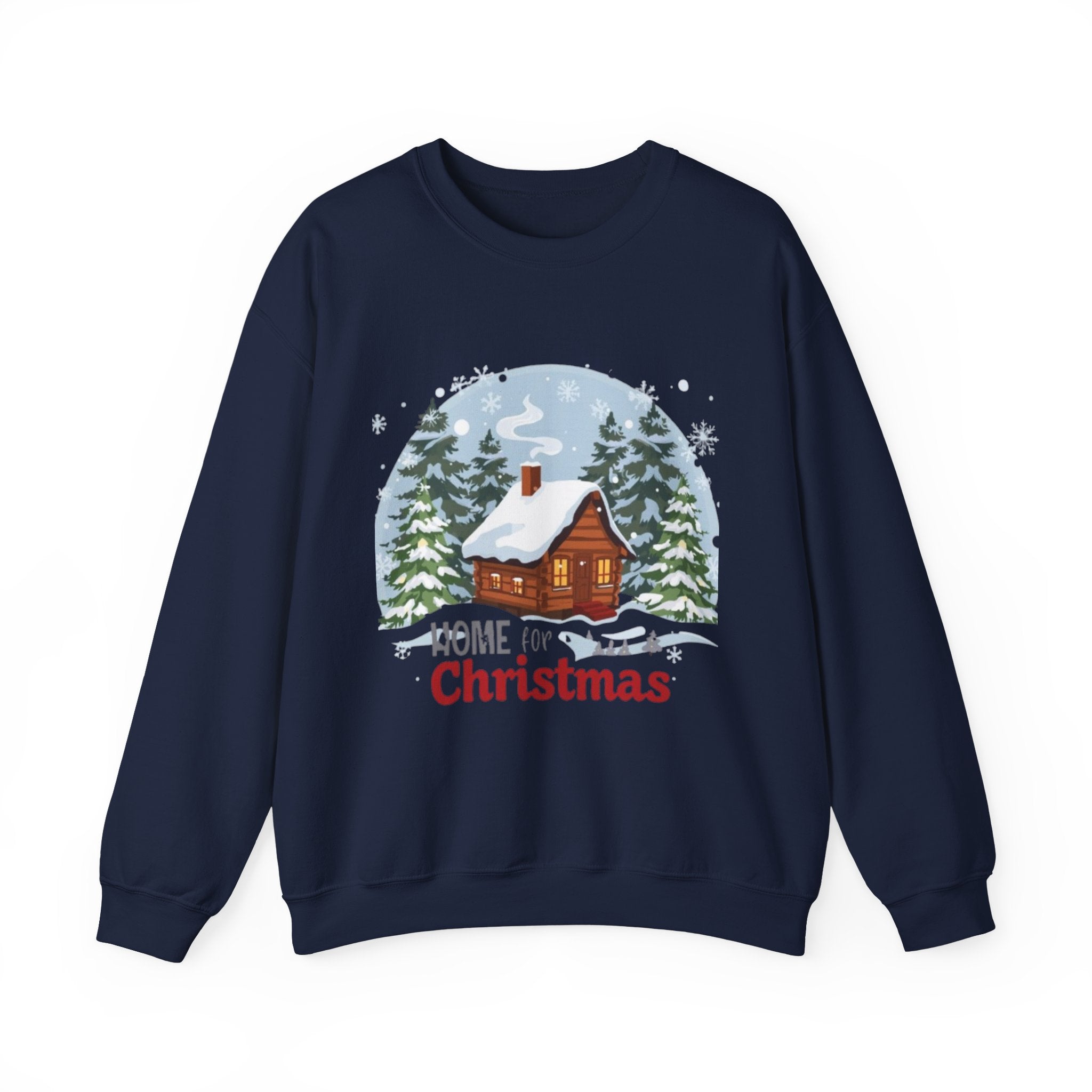 Christmas Cabin Sweatshirt – "Home for Christmas" Cozy Holiday Crewneck