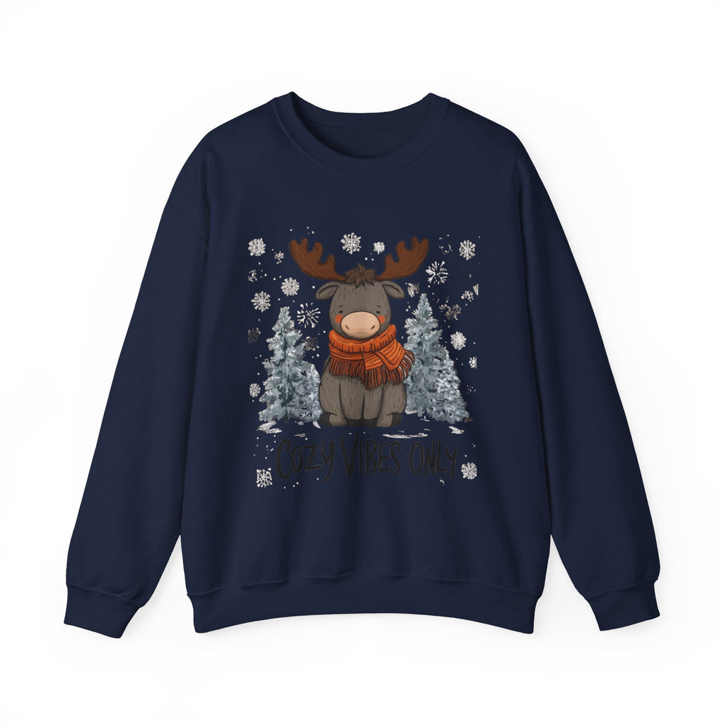 Cozy Vibes Only Sweatshirt — Cute Winter Moose Crewneck
