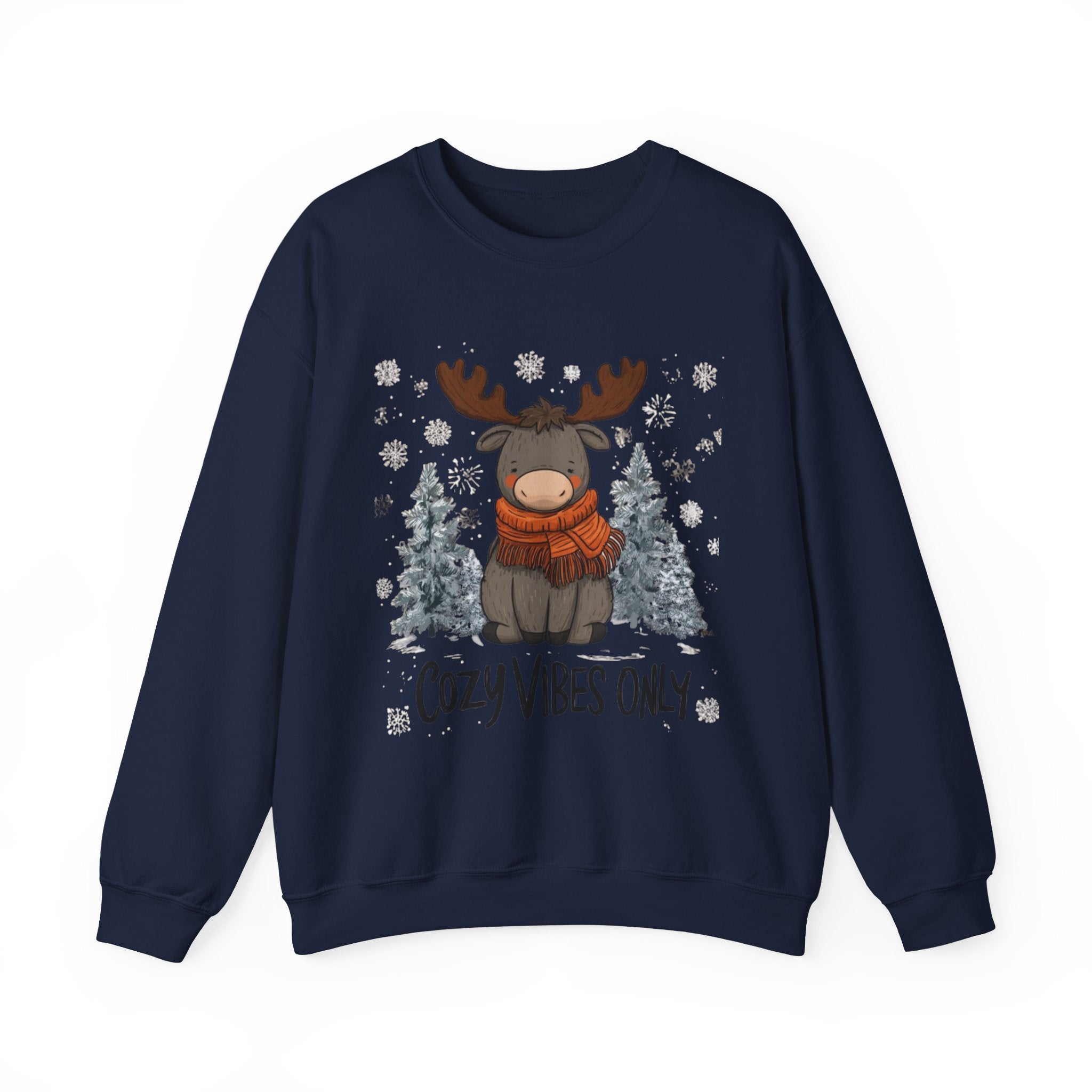 Cozy Vibes Only Sweatshirt — Cute Winter Moose Crewneck