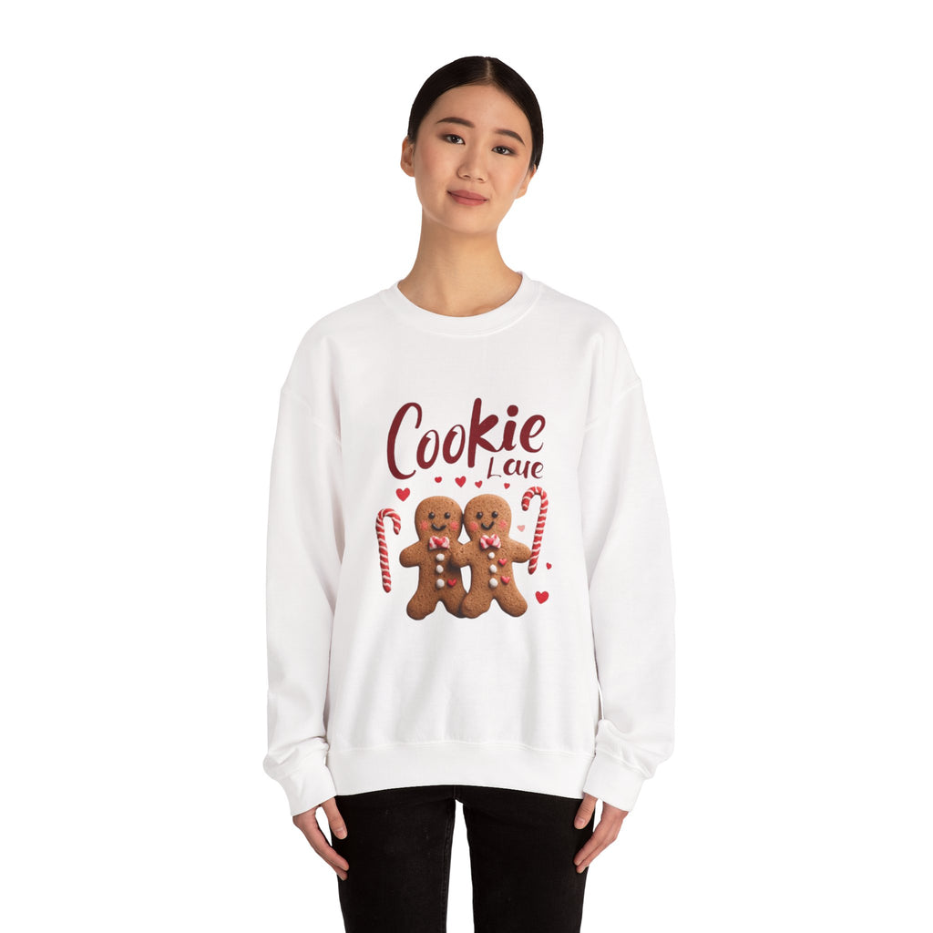 Crewneck Sweatshirt — "Cookie Love" Gingerbread Couple Holiday Sweater