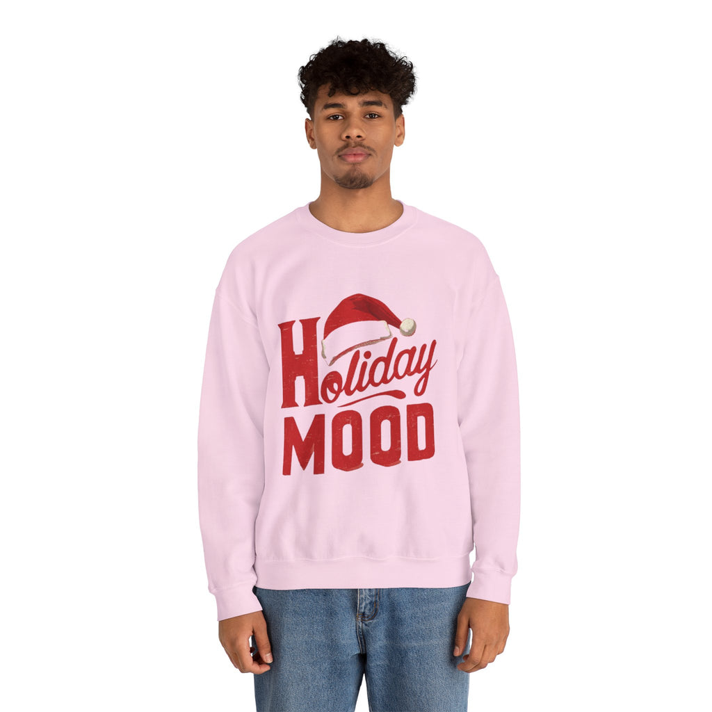 Holiday Mood Sweatshirt – Festive Santa Hat Christmas Crewneck