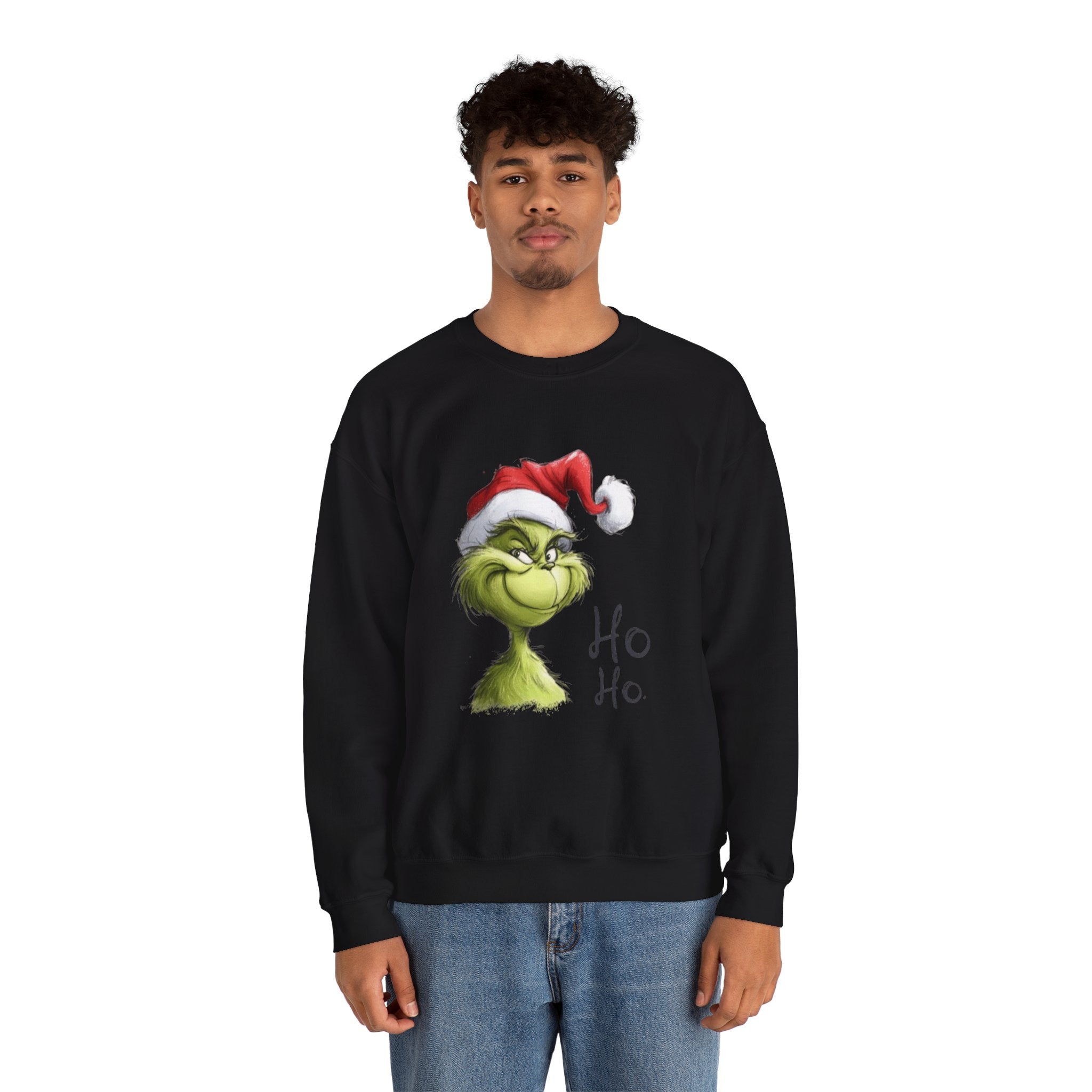 Grinch Santa Crewneck Sweatshirt — 'Ho Ho' Holiday Sweater