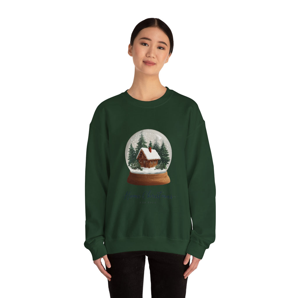 Christmas Snow Globe Sweatshirt – “Home Christmas” Cabin Crewneck