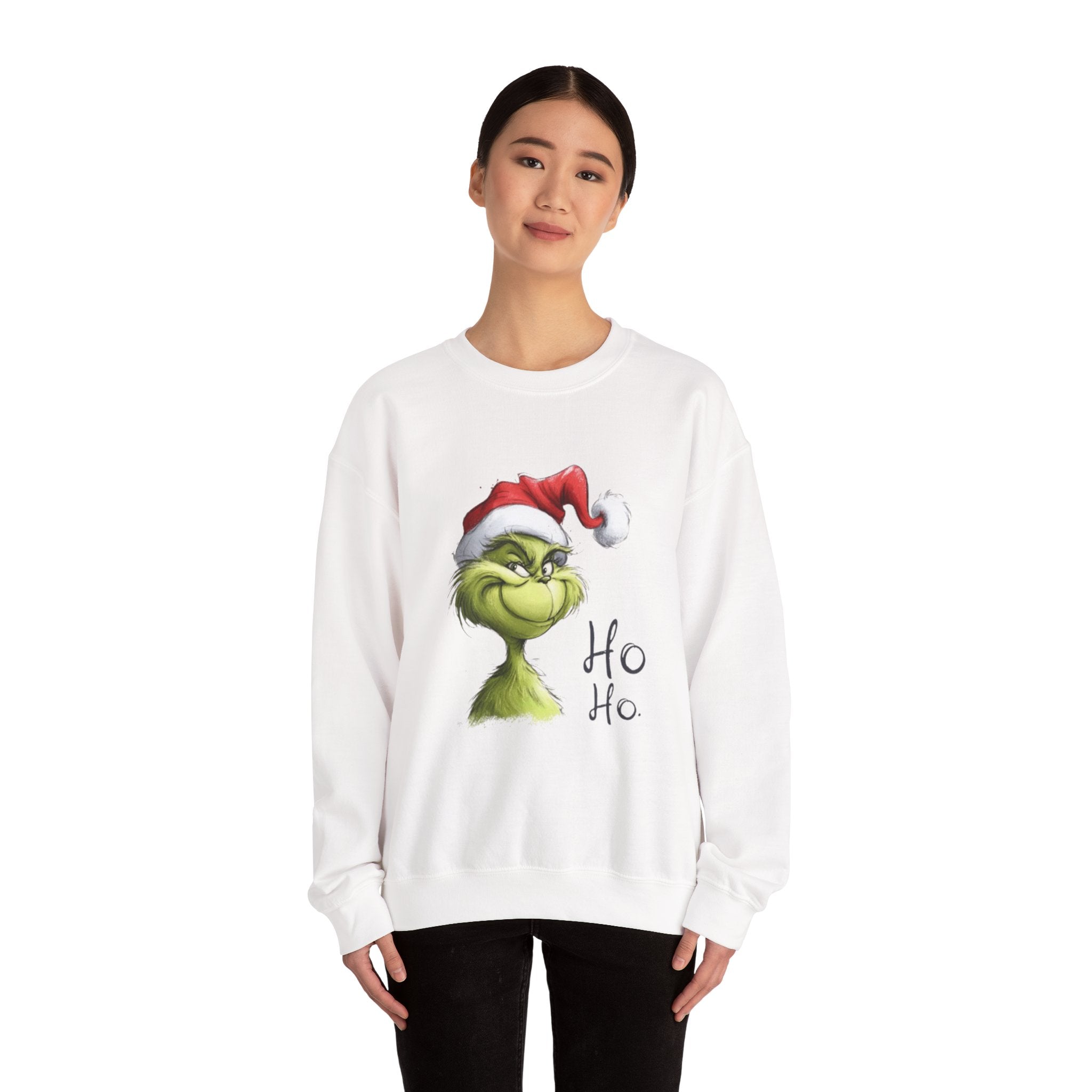 Grinch Santa Crewneck Sweatshirt — 'Ho Ho' Holiday Sweater
