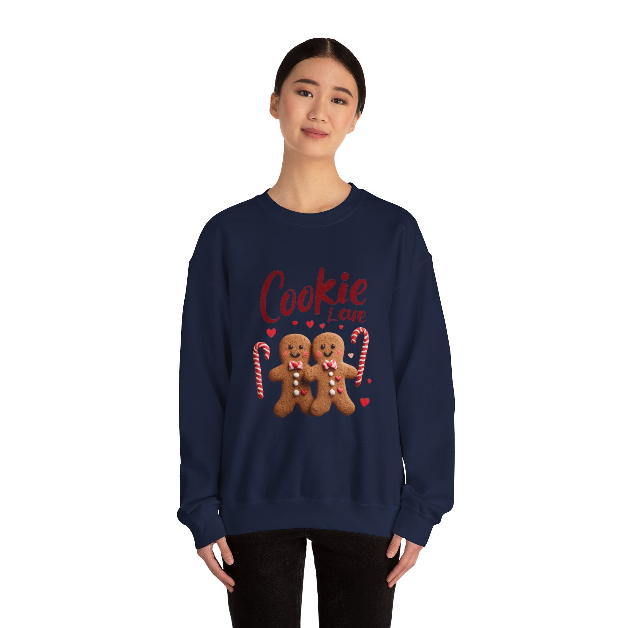 Crewneck Sweatshirt — "Cookie Love" Gingerbread Couple Holiday Sweater