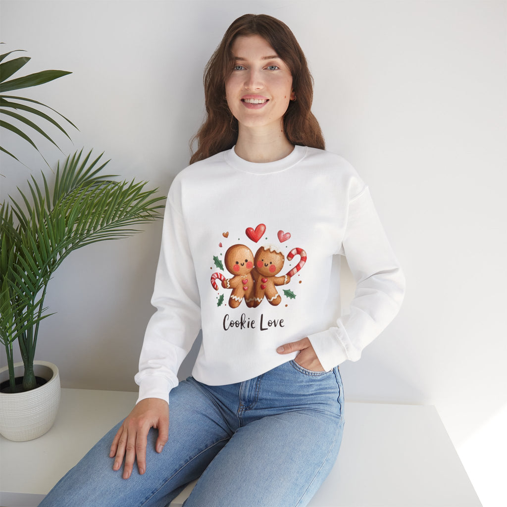 Crewneck Sweatshirt — 'Cookie Love' Cute Gingerbread Couple Holiday Pullover