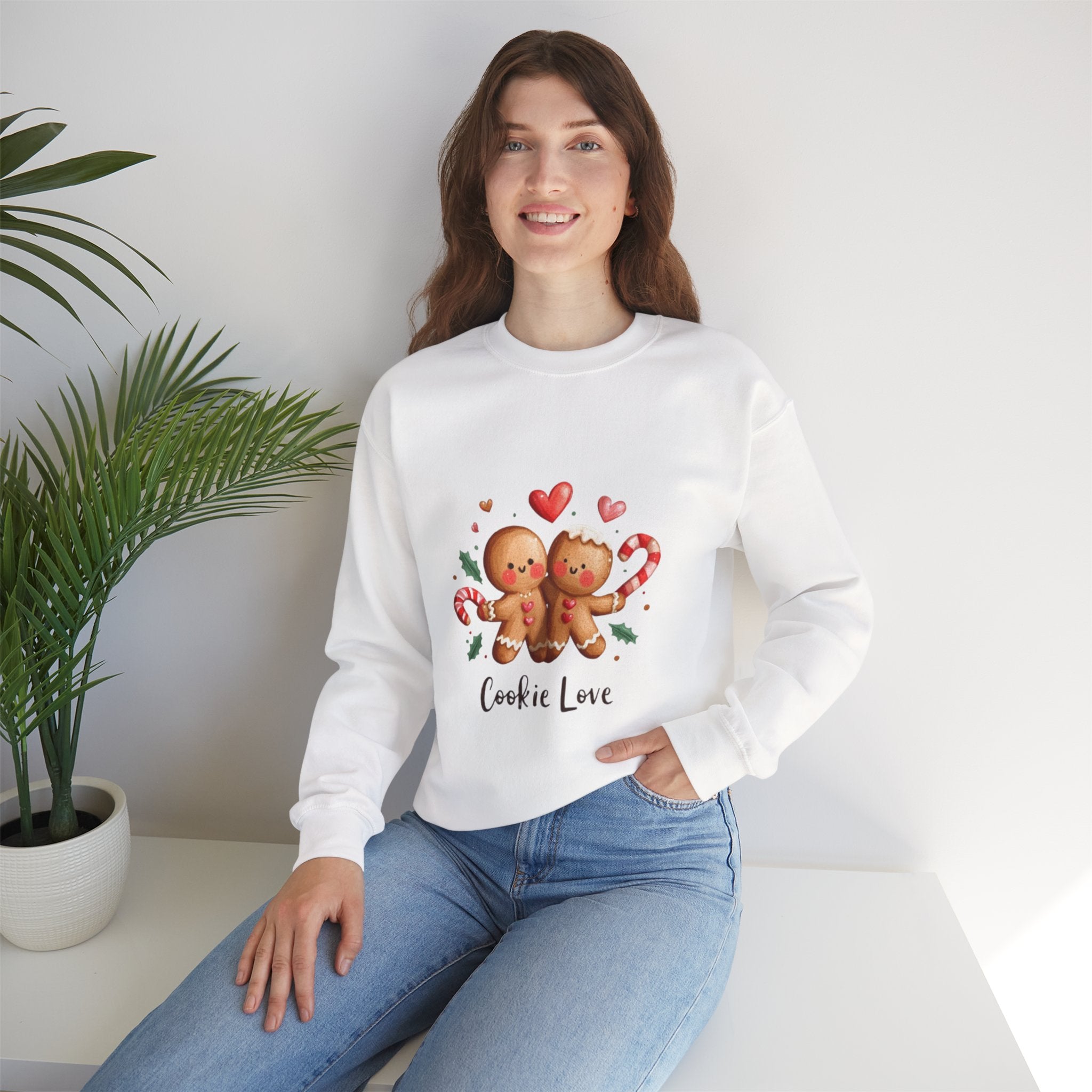 Crewneck Sweatshirt — 'Cookie Love' Cute Gingerbread Couple Holiday Pullover