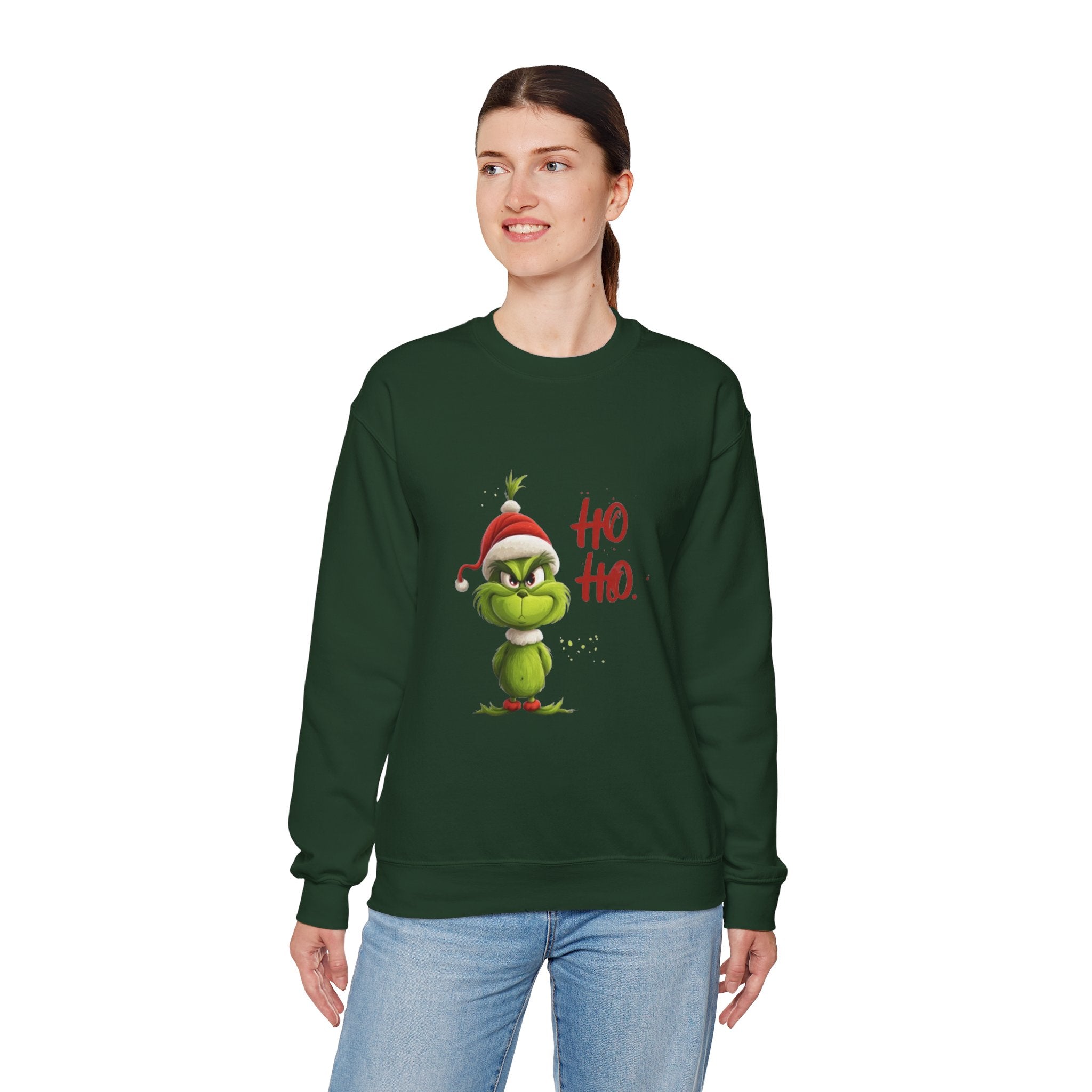 Grumpy Grinch Christmas Sweatshirt – "Ho Ho." Holiday Crewneck