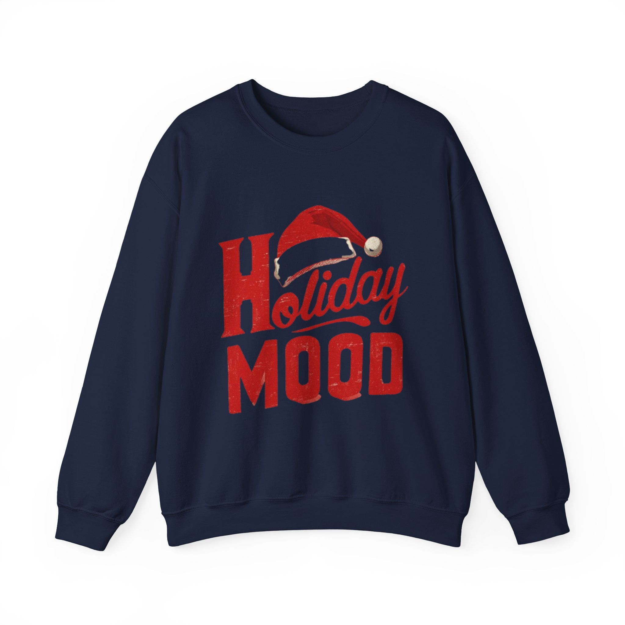 Holiday Mood Sweatshirt – Festive Santa Hat Christmas Crewneck