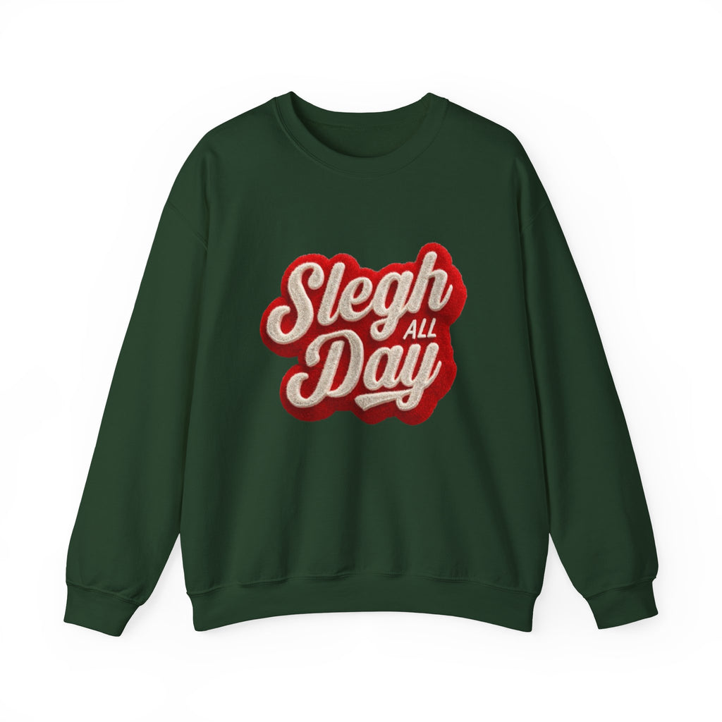 Sleigh All Day Crewneck Sweatshirt — Retro Holiday Christmas Pullover