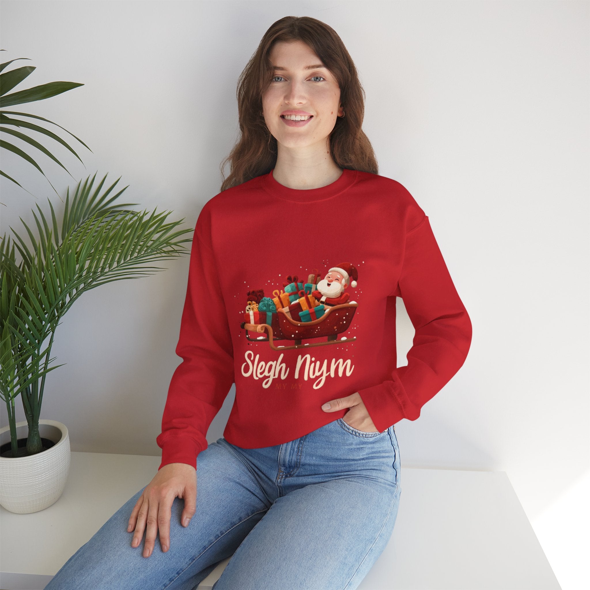 Christmas Santa Sleigh Crewneck Sweatshirt — "Sleigh Niym" Holiday Graphic