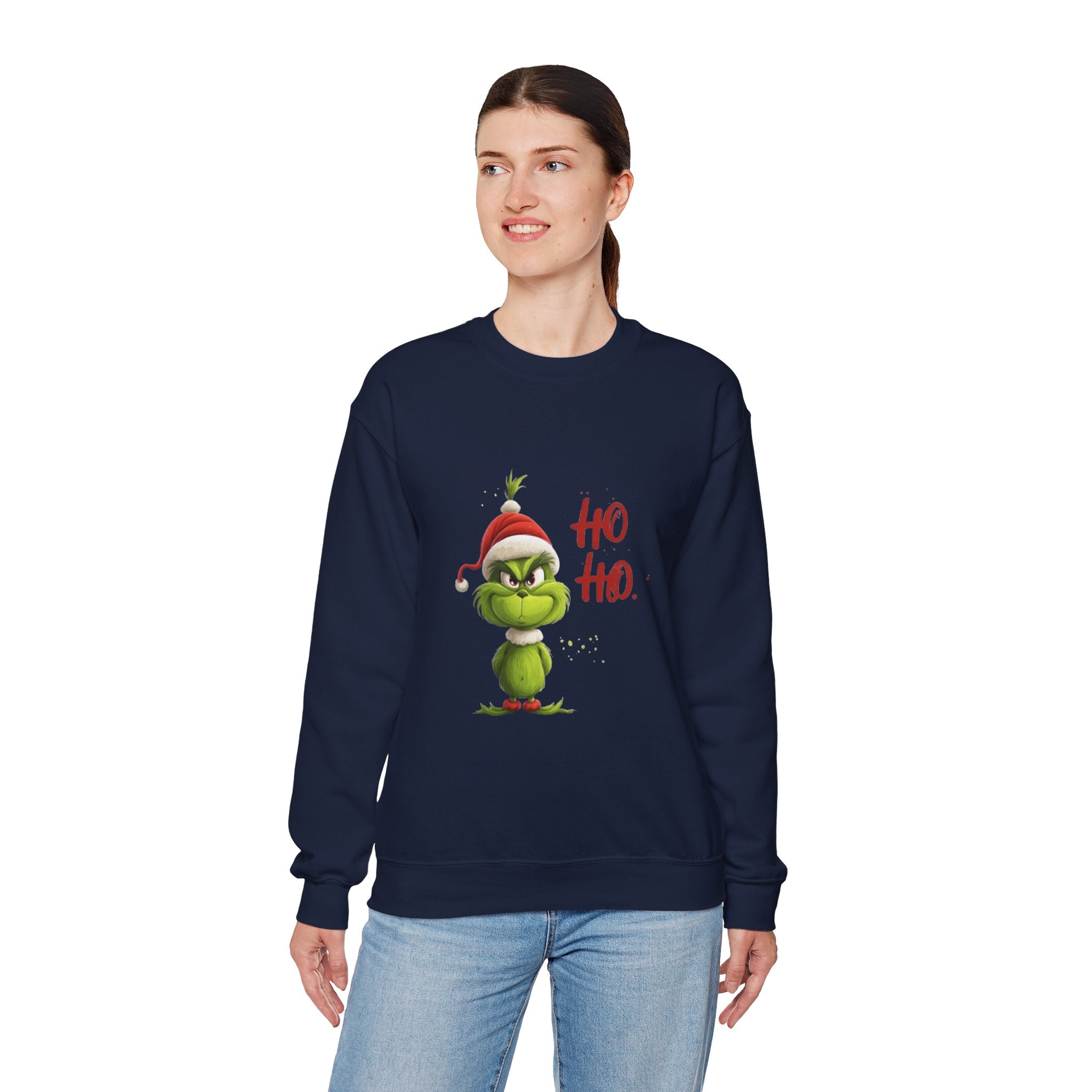 Grumpy Grinch Christmas Sweatshirt – "Ho Ho." Holiday Crewneck