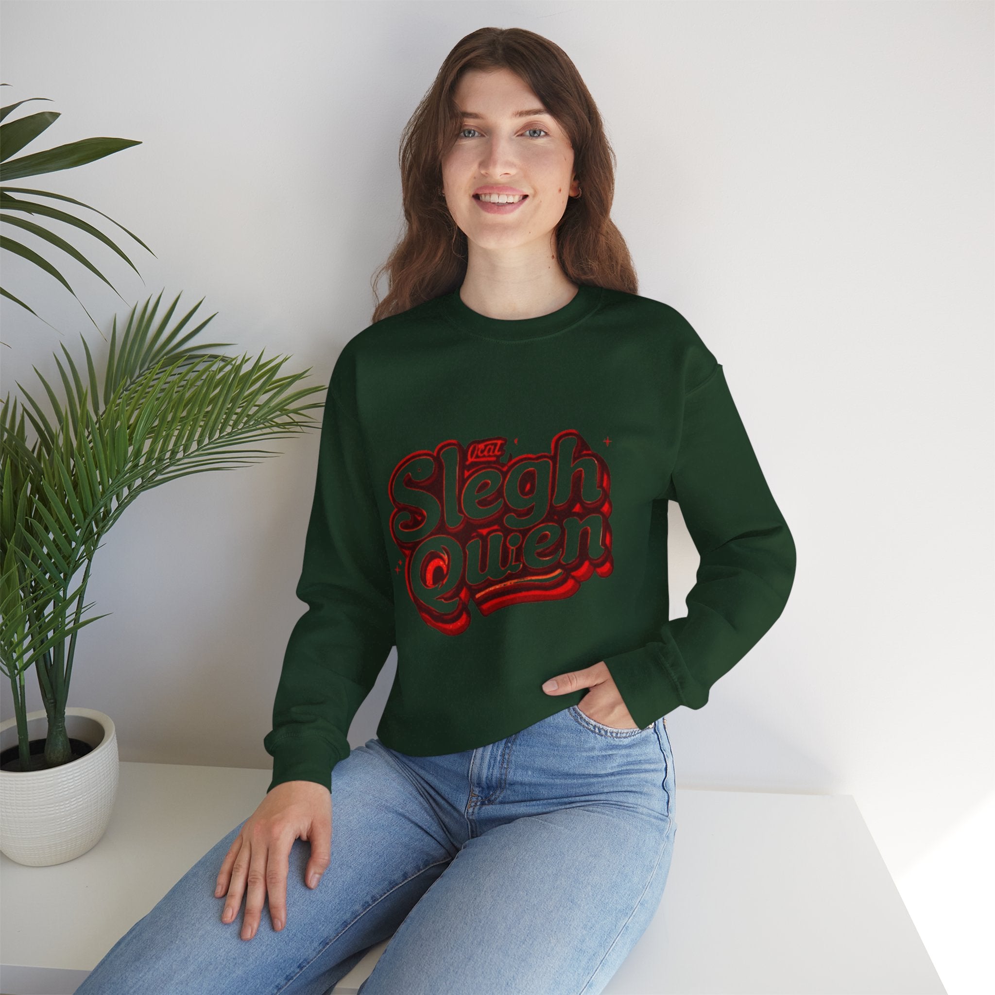 Sleigh Queen Crewneck Sweatshirt — Retro Holiday Christmas Pullover