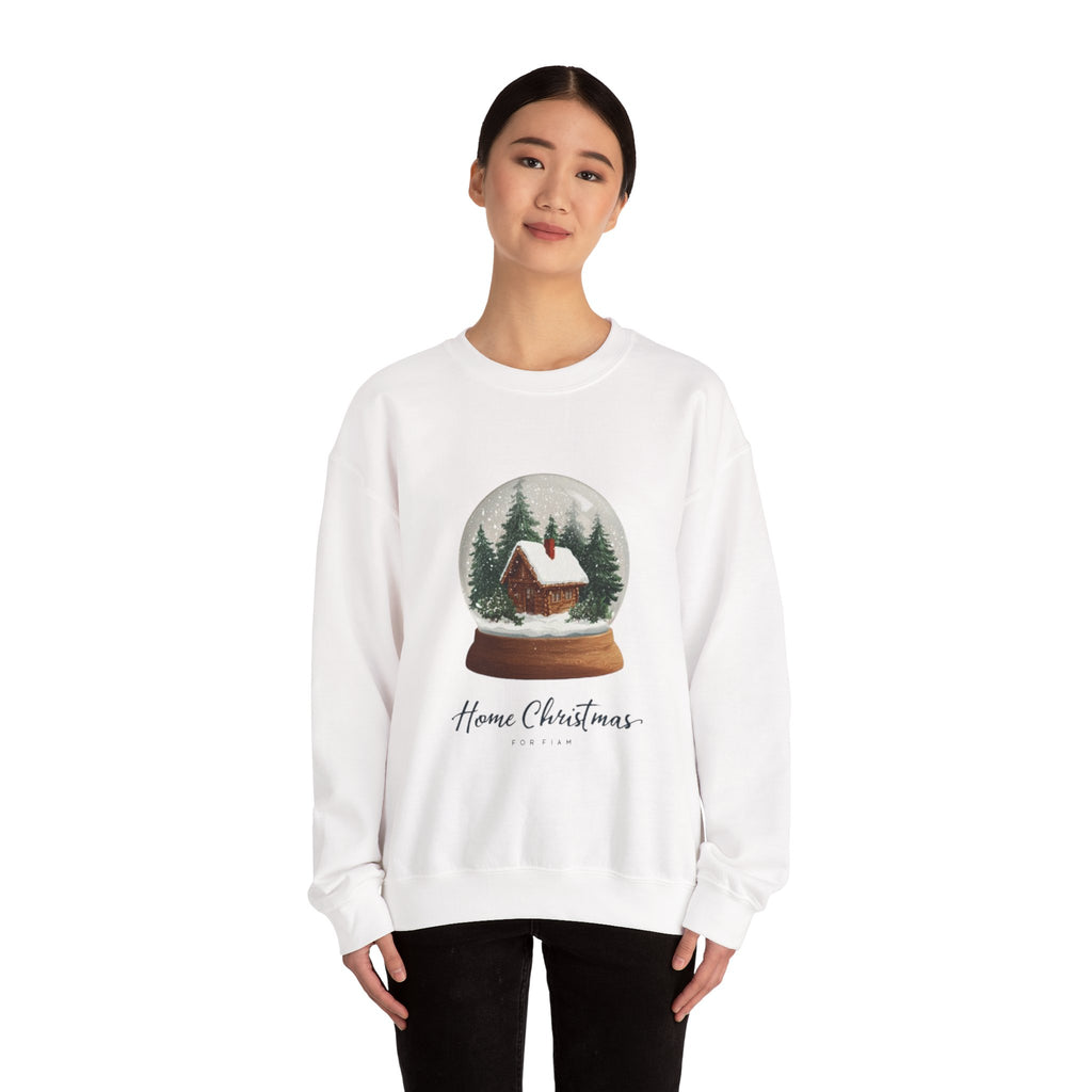 Christmas Snow Globe Sweatshirt – “Home Christmas” Cabin Crewneck