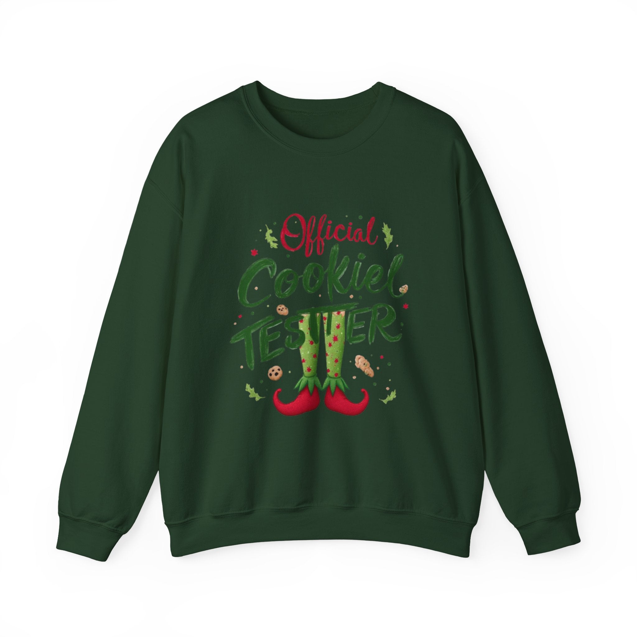 Crewneck Sweatshirt - "Official Cookie Tester" Elf Legs Christmas Holiday Sweater