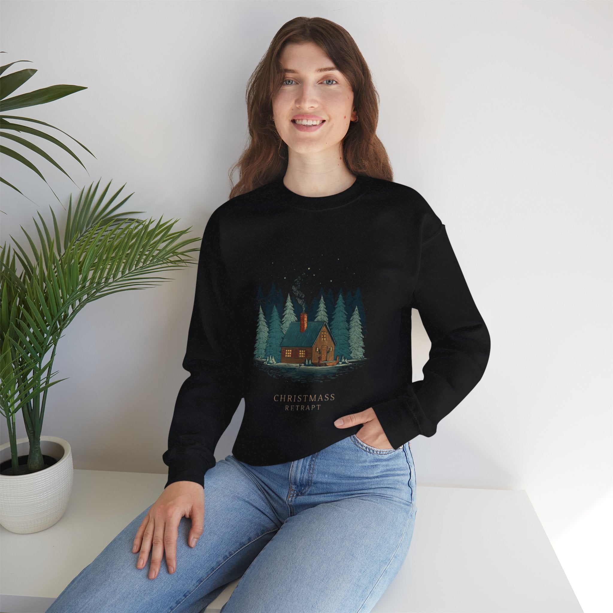 Cabin in the Pines Sweatshirt — 'Christmas at Home' Cozy Holiday Crewneck