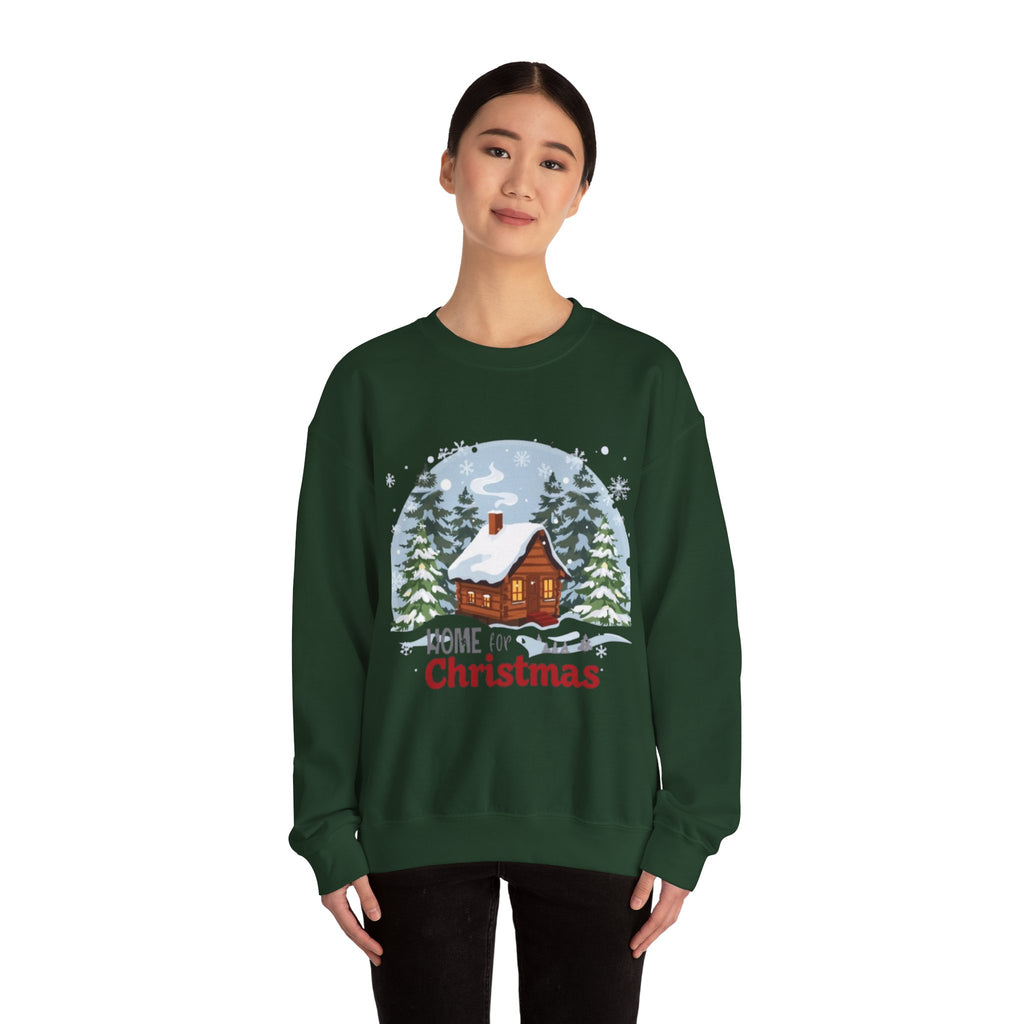 Christmas Cabin Sweatshirt – "Home for Christmas" Cozy Holiday Crewneck