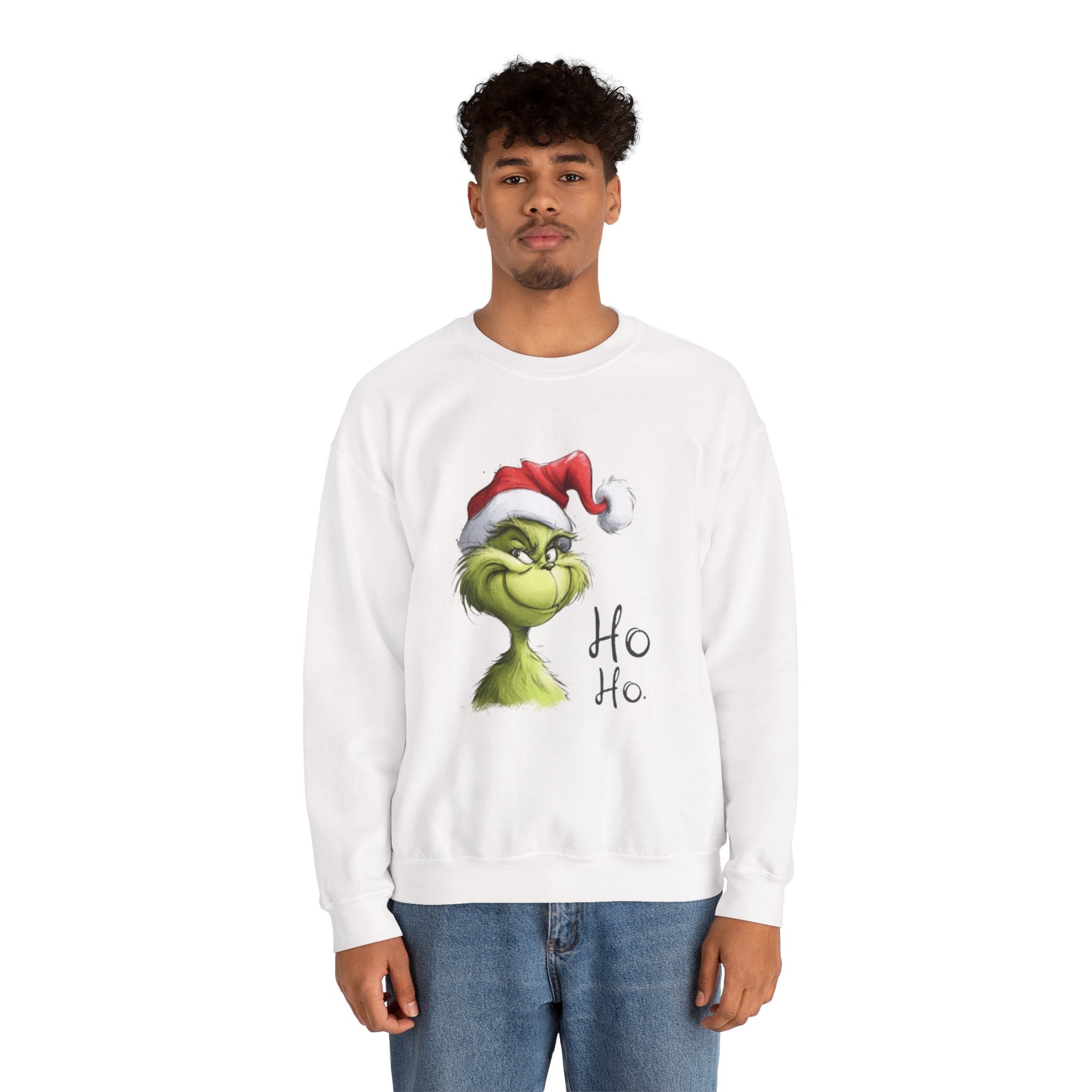 Grinch Santa Crewneck Sweatshirt — 'Ho Ho' Holiday Sweater