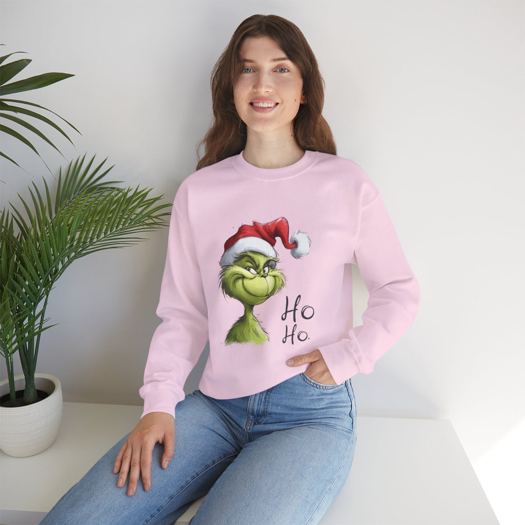 Grinch Santa Crewneck Sweatshirt — 'Ho Ho' Holiday Sweater
