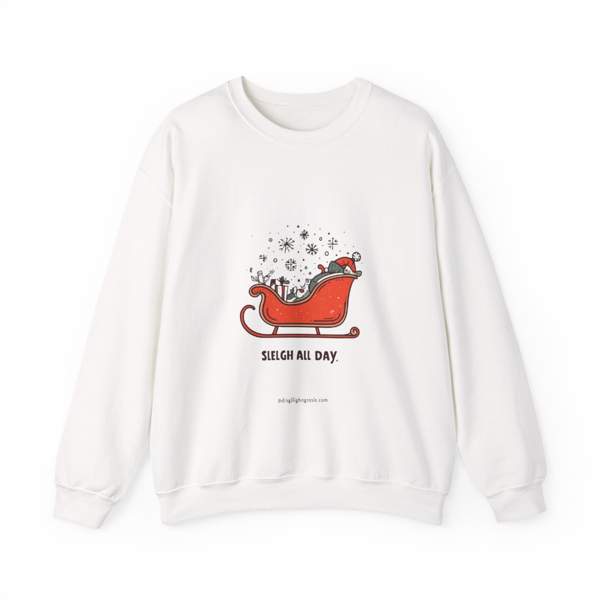 Sweatshirt - 'Sleigh All Day' Red Santa Sleigh Christmas Crewneck