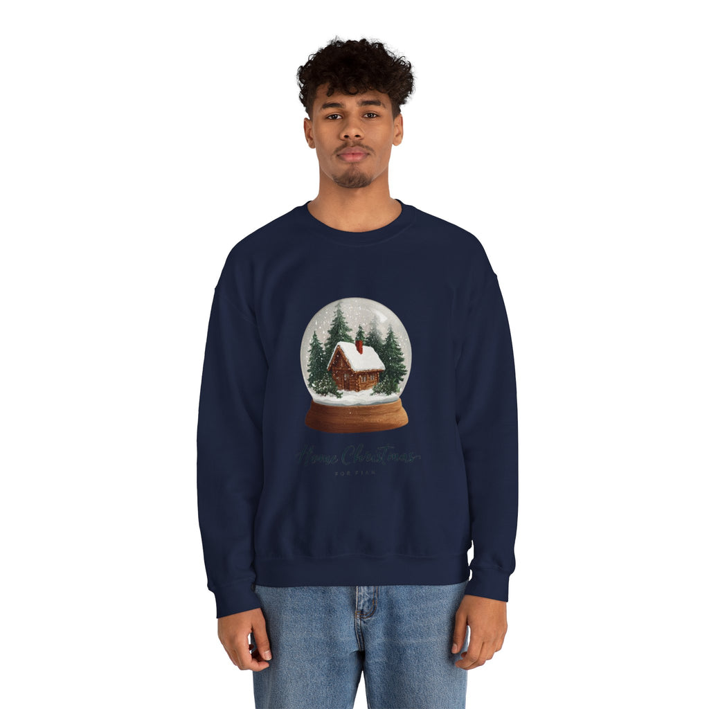 Christmas Snow Globe Sweatshirt – “Home Christmas” Cabin Crewneck