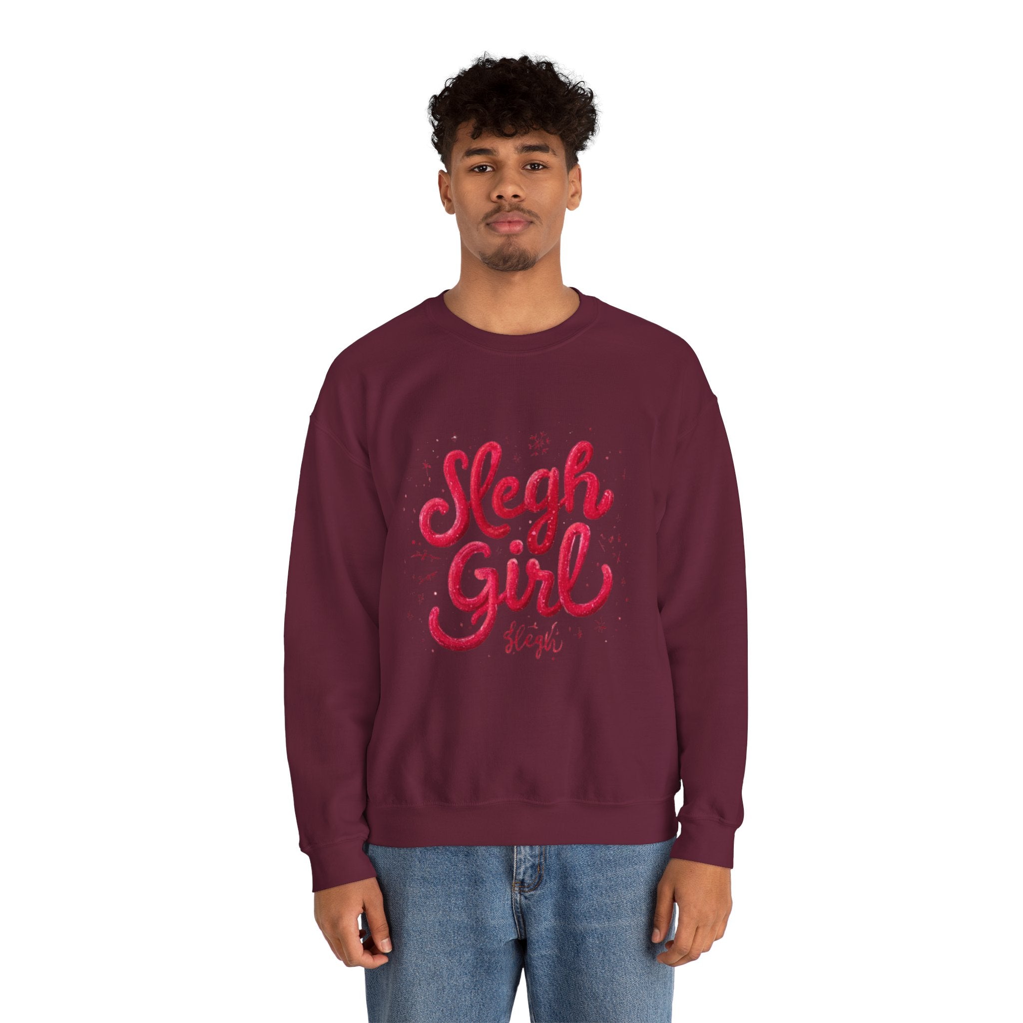Crewneck Sweatshirt - 'Sleigh Girl' Christmas Graphic Holiday Pullover