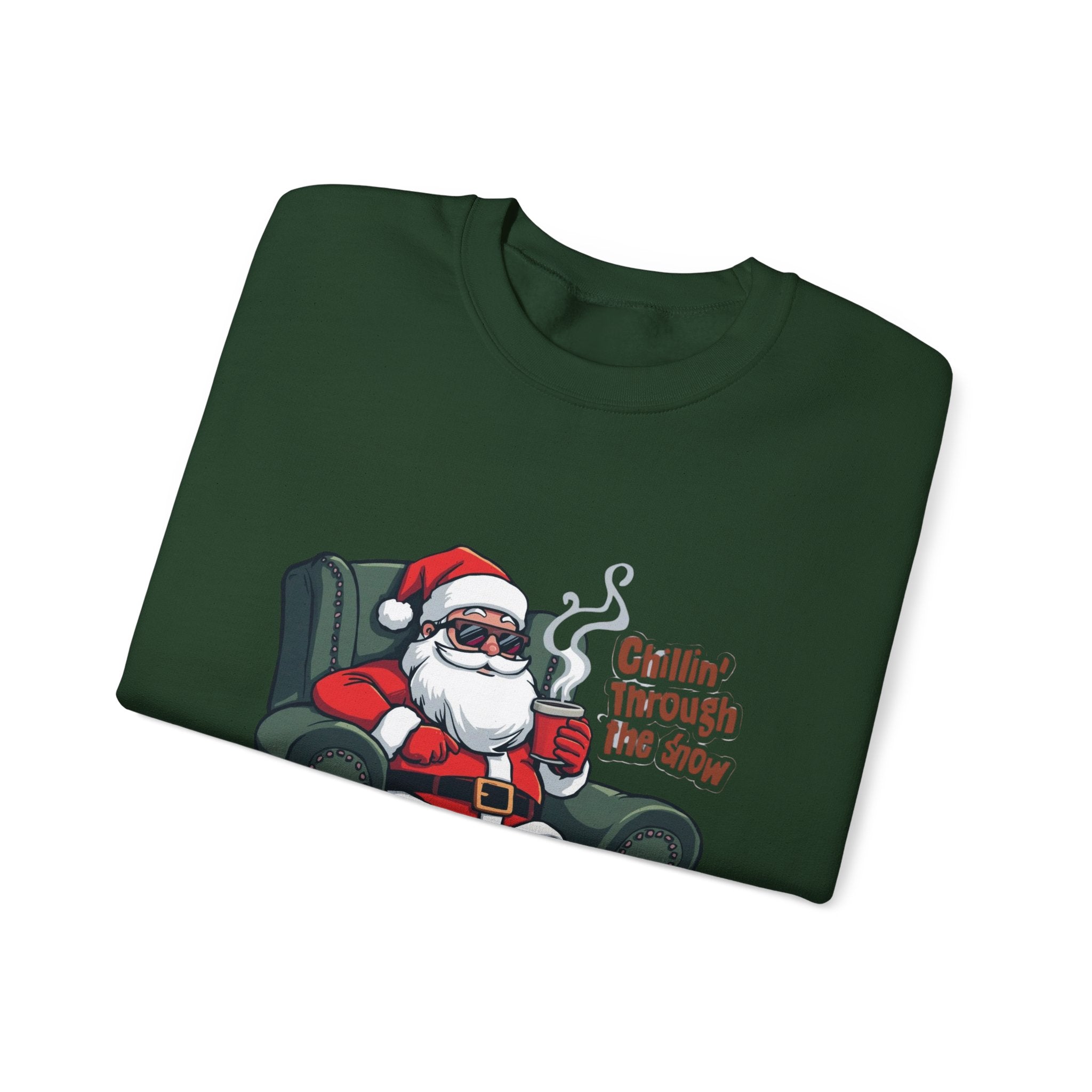 Chillin' Through the Snow Crewneck Sweatshirt — Relaxed Santa Christmas Pullover