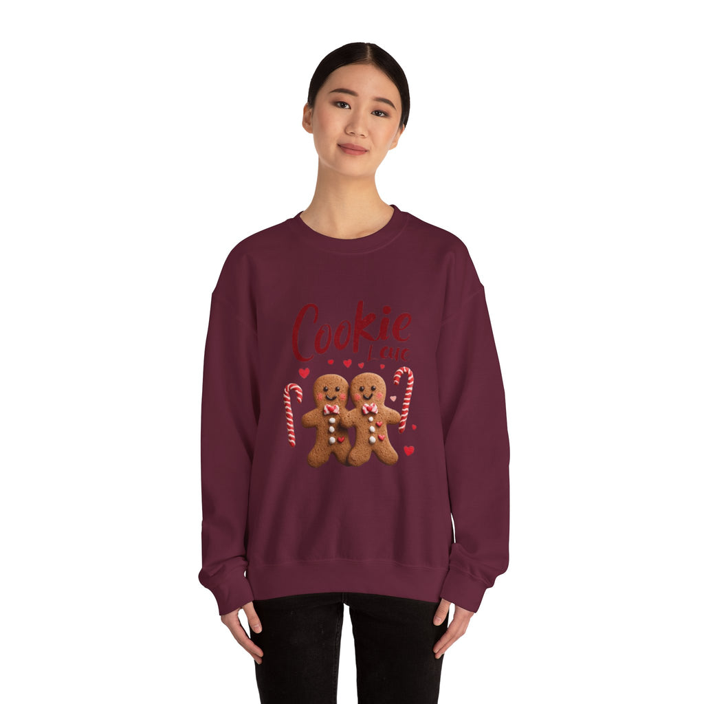 Crewneck Sweatshirt — "Cookie Love" Gingerbread Couple Holiday Sweater