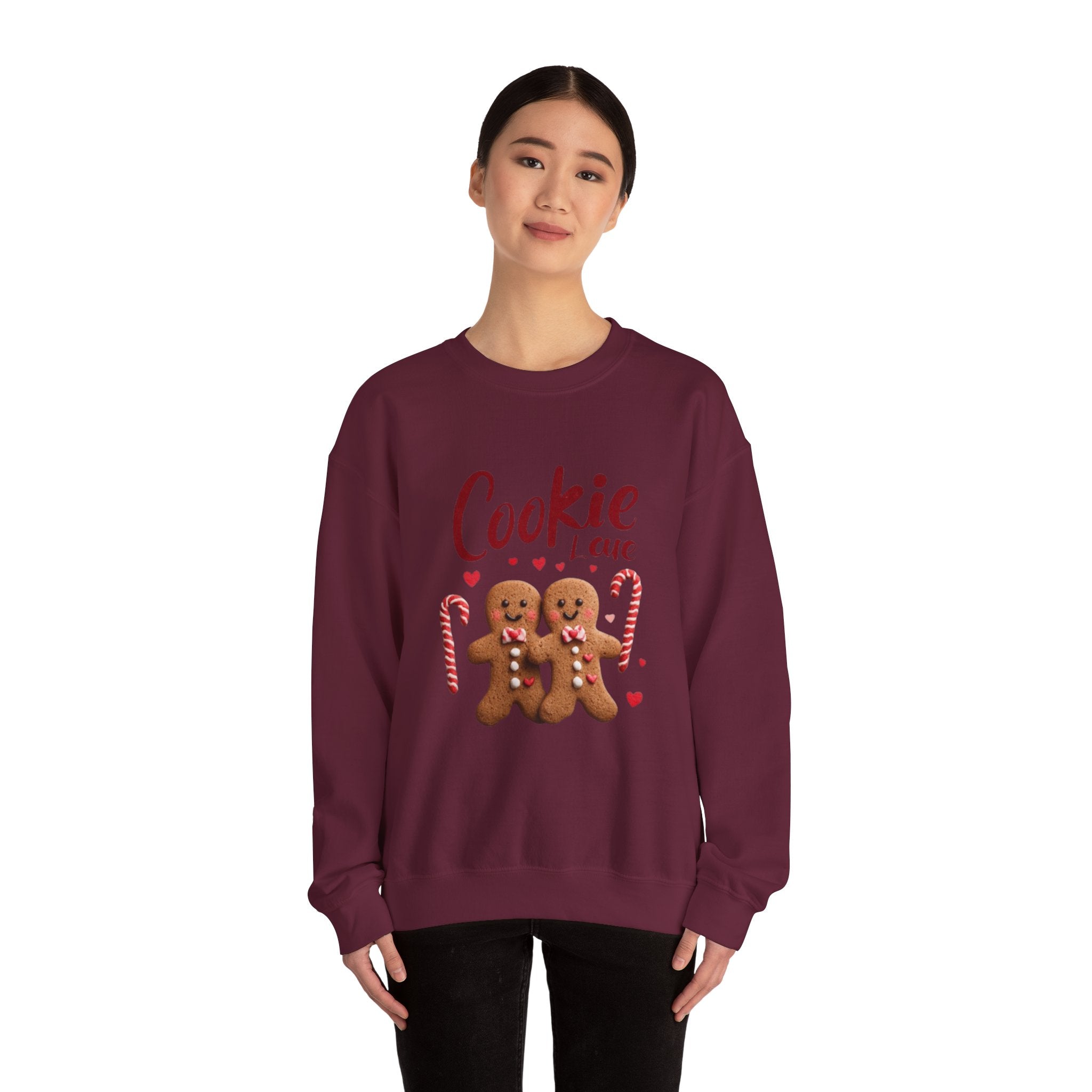 Crewneck Sweatshirt — "Cookie Love" Gingerbread Couple Holiday Sweater