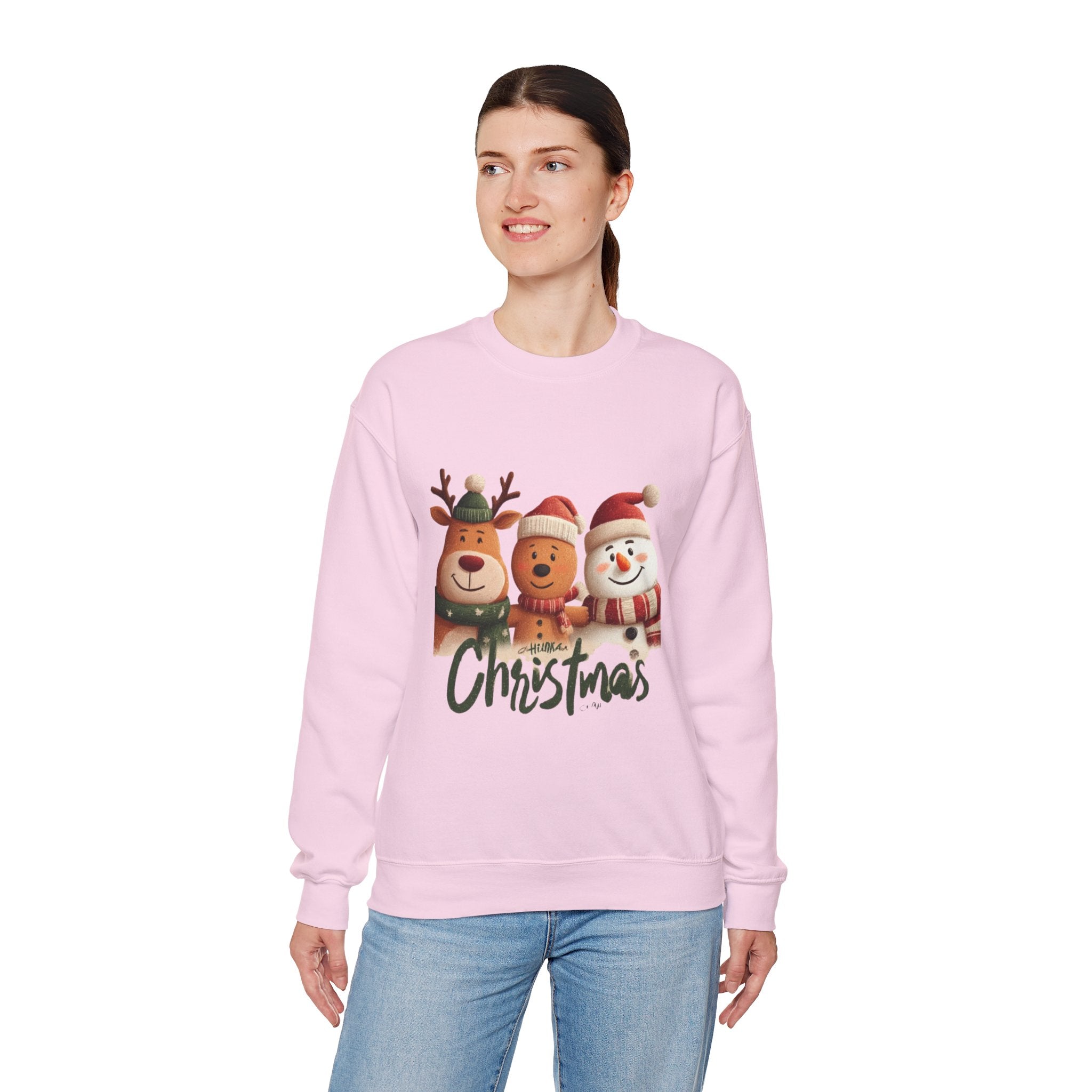Christmas Crewneck Sweatshirt — Cute Reindeer, Bear & Snowman Holiday Pullover